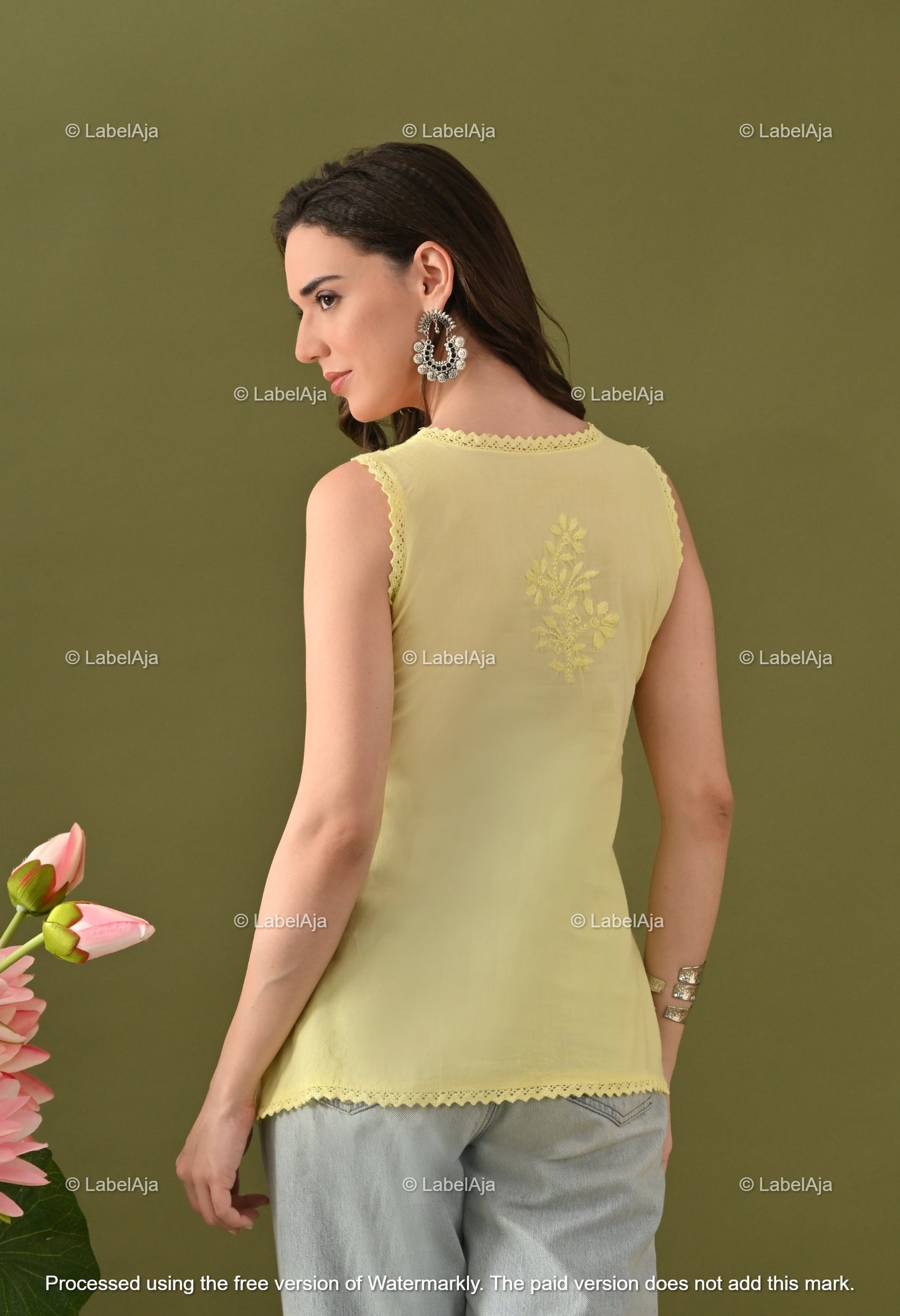 Amaira mul cotton chikankari short sleeveless top