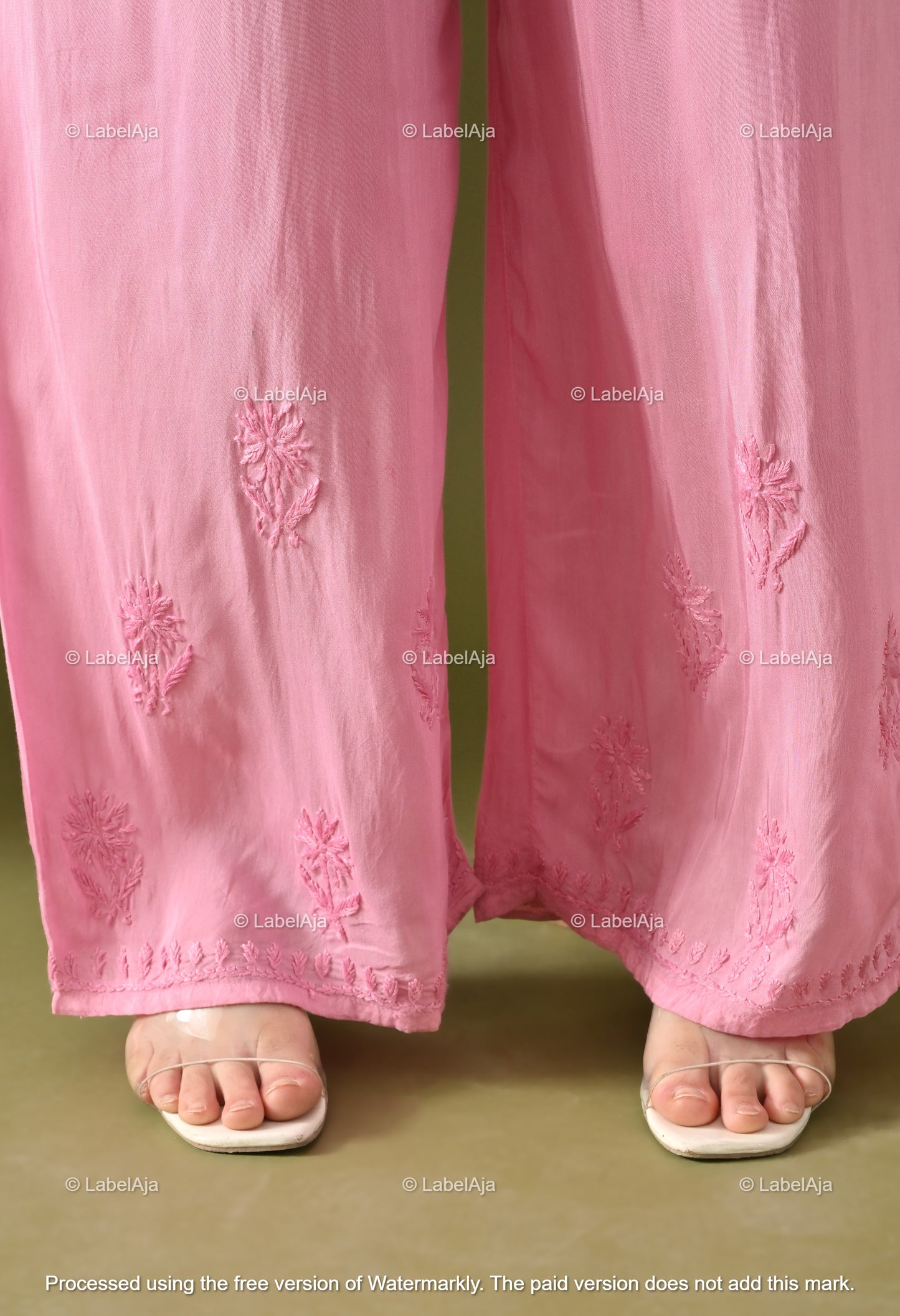 Lyla muslin chikanakri kurti, palazzo and dupatta set