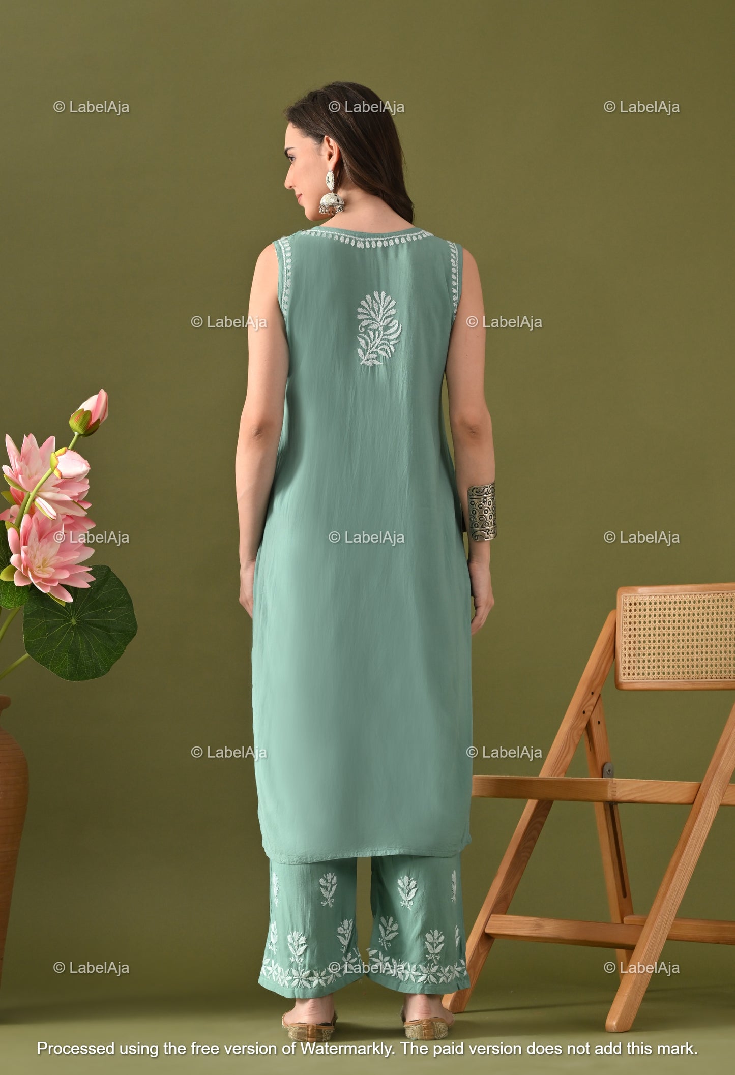 Aavya rayon cotton sleevless Kurti and Palazzo set