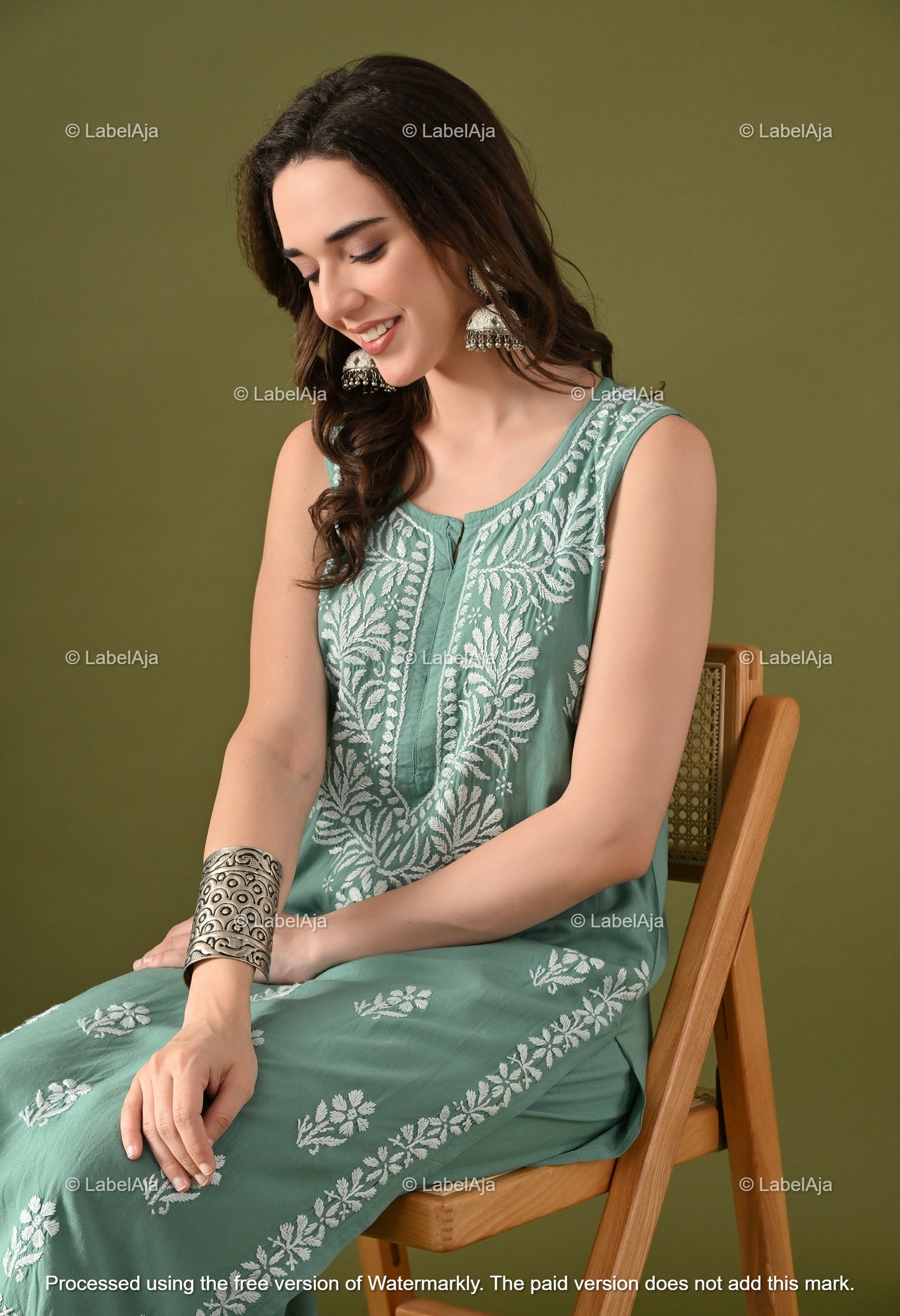 Aavya rayon cotton sleevless Kurti and Palazzo set