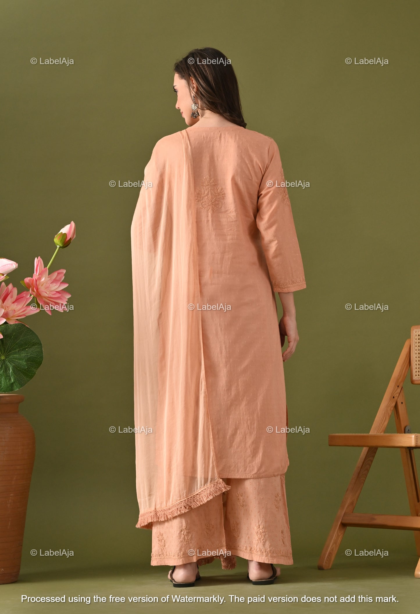 Maya Dobby cotton Kurti, Palazzo and dupatta set