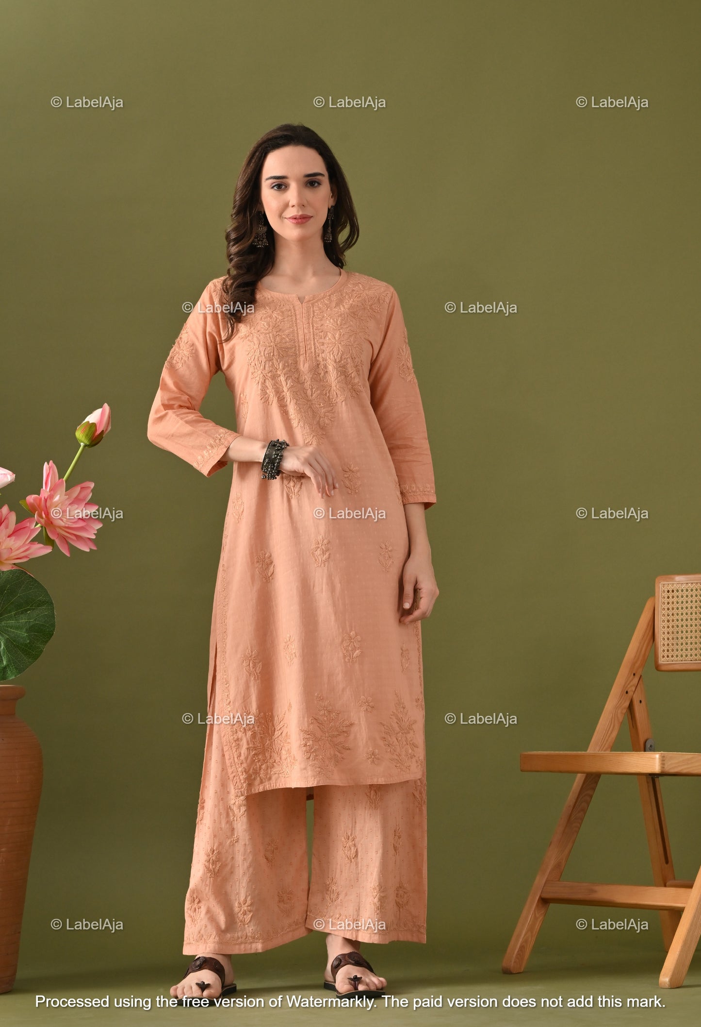 Maya Dobby cotton Kurti, Palazzo and dupatta set