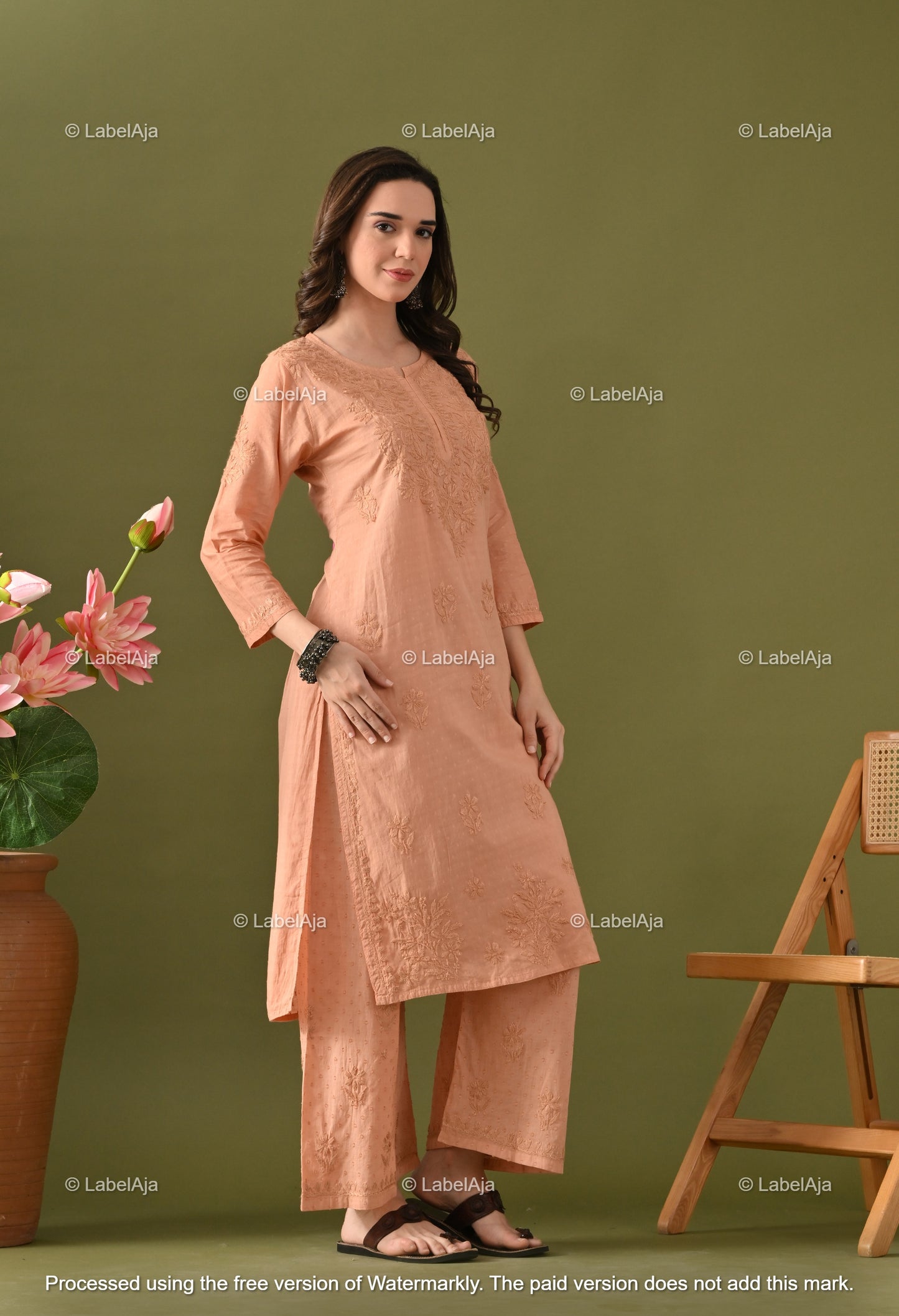 Maya Dobby cotton Kurti, Palazzo and dupatta set
