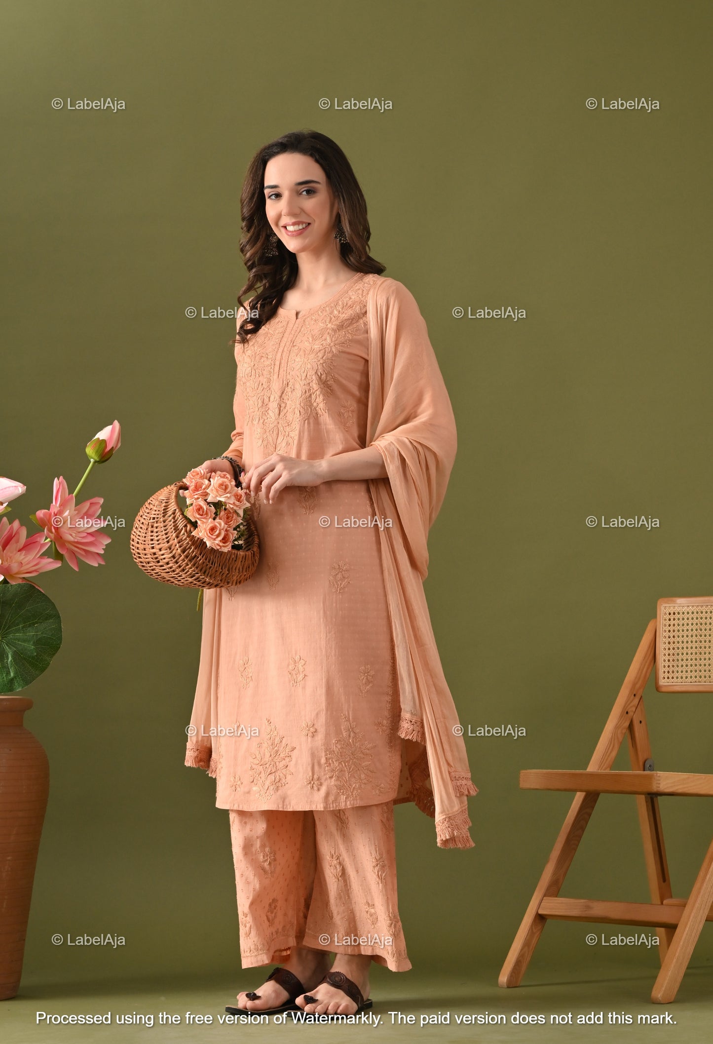 Maya Dobby cotton Kurti, Palazzo and dupatta set