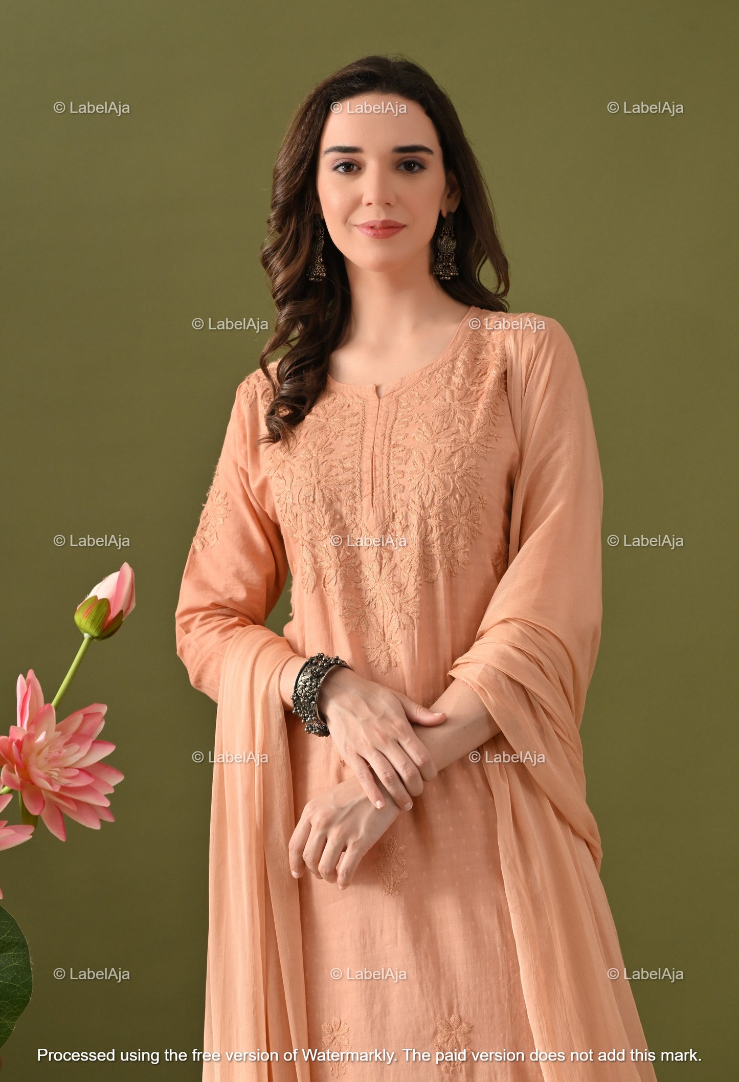 Maya Dobby cotton Kurti, Palazzo and dupatta set