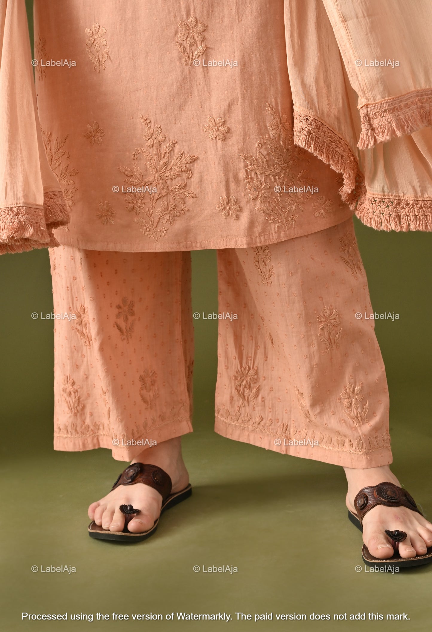 Maya Dobby cotton Kurti, Palazzo and dupatta set