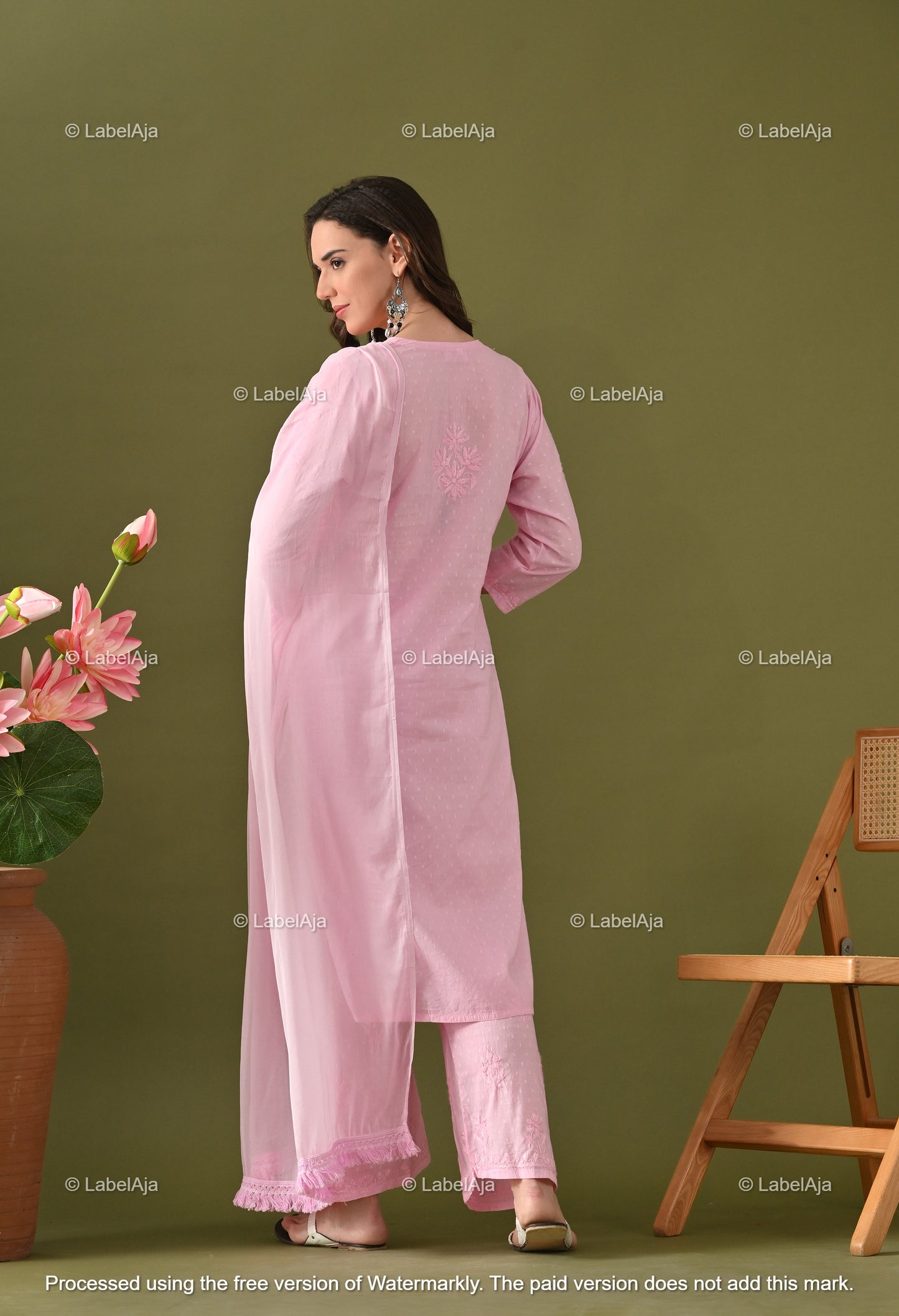 Maya Dobby cotton Kurti, Palazzo and dupatta set