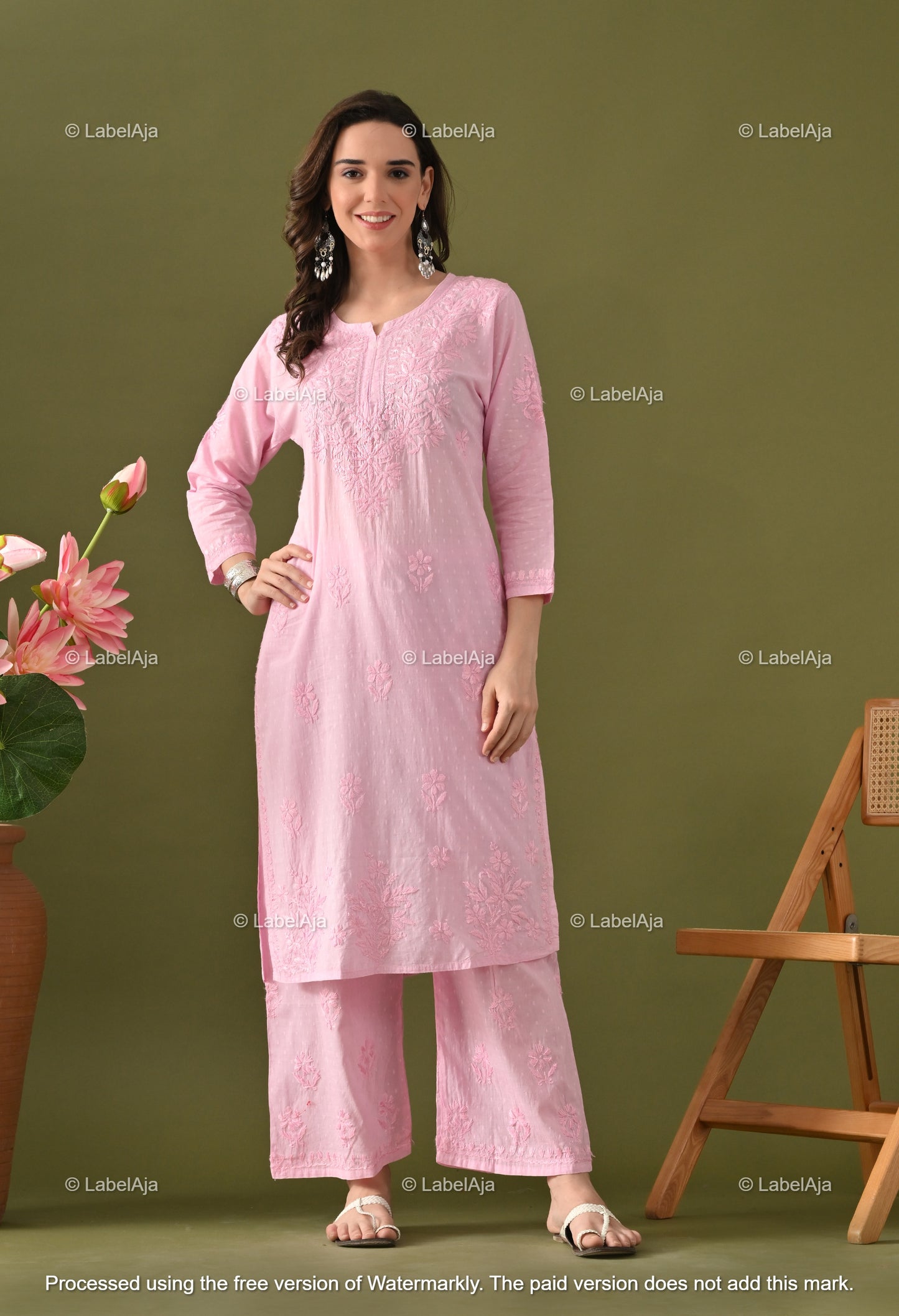 Maya Dobby cotton Kurti, Palazzo and dupatta set