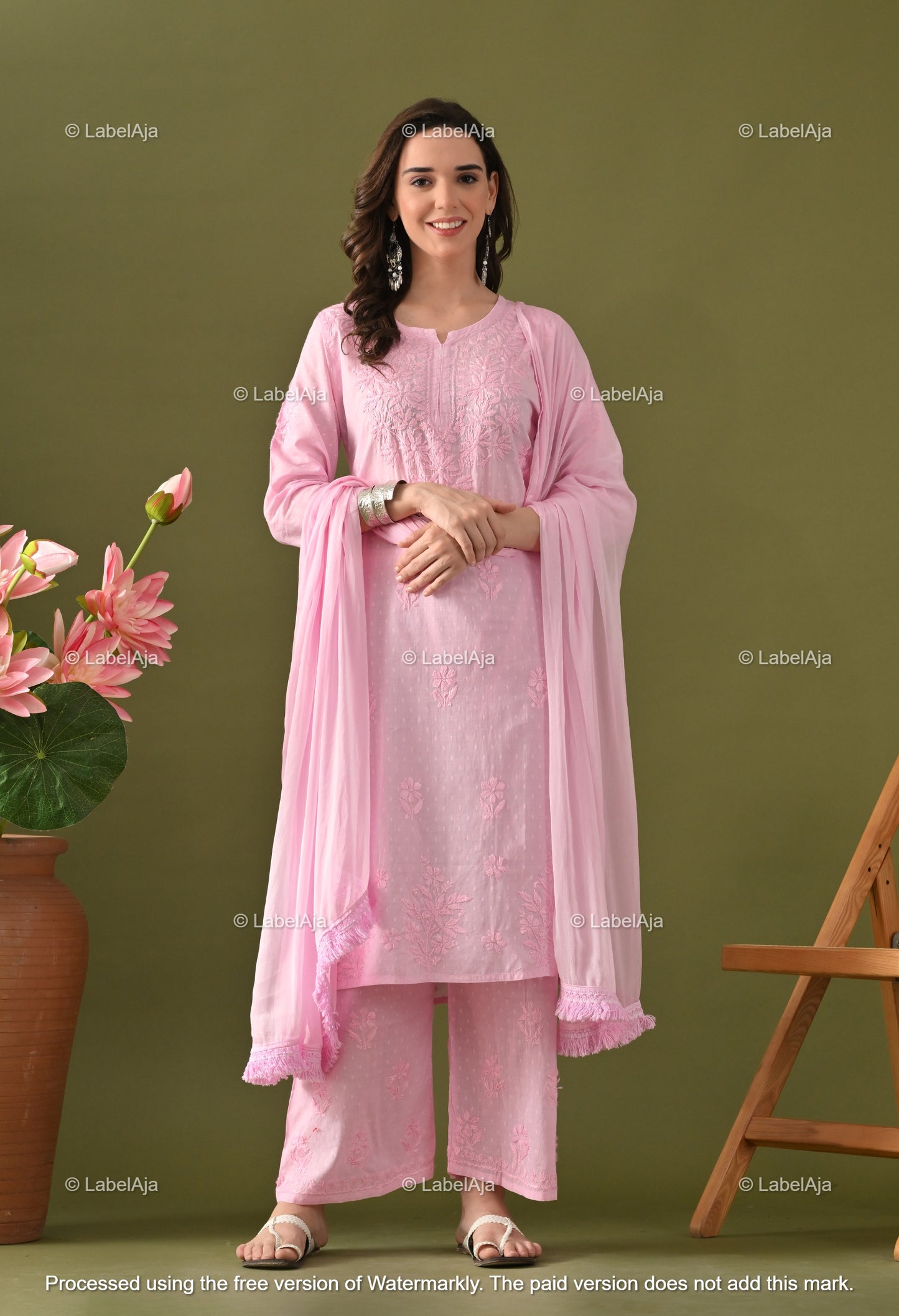 Maya Dobby cotton Kurti, Palazzo and dupatta set