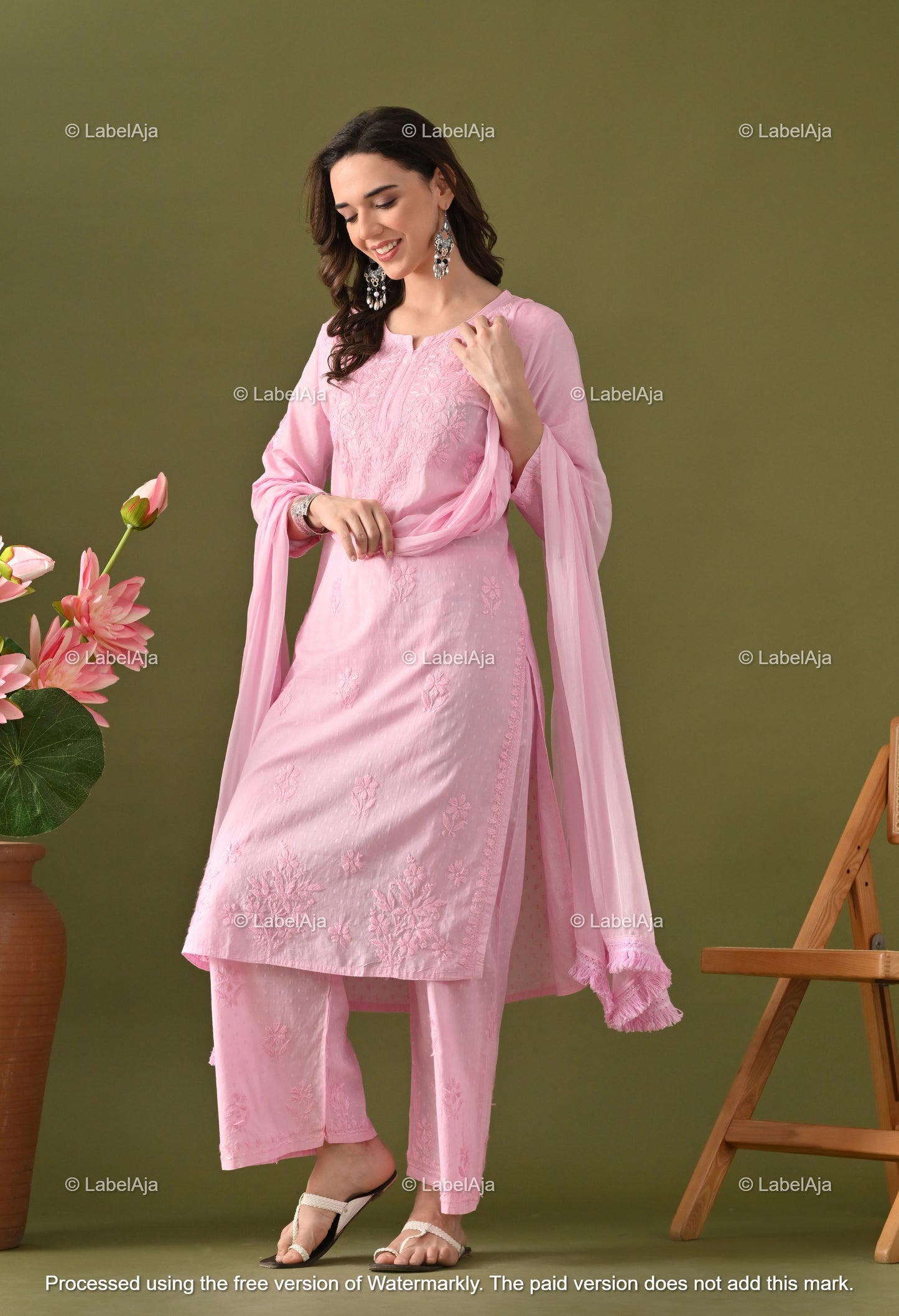 Maya Dobby cotton Kurti, Palazzo and dupatta set
