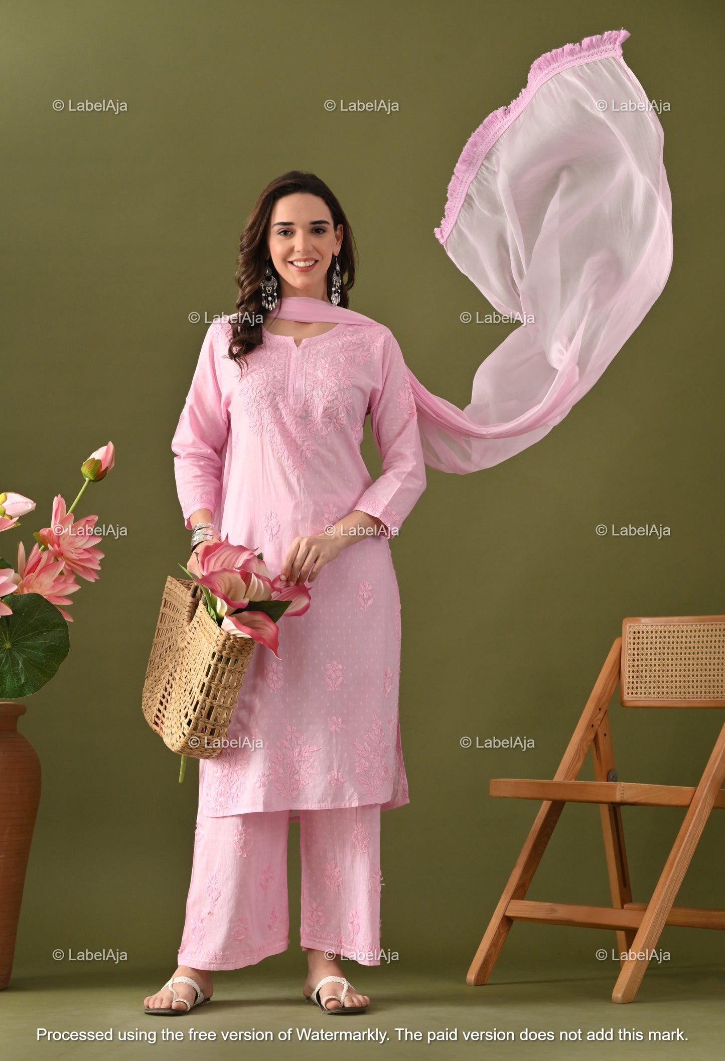 Maya Dobby cotton Kurti, Palazzo and dupatta set