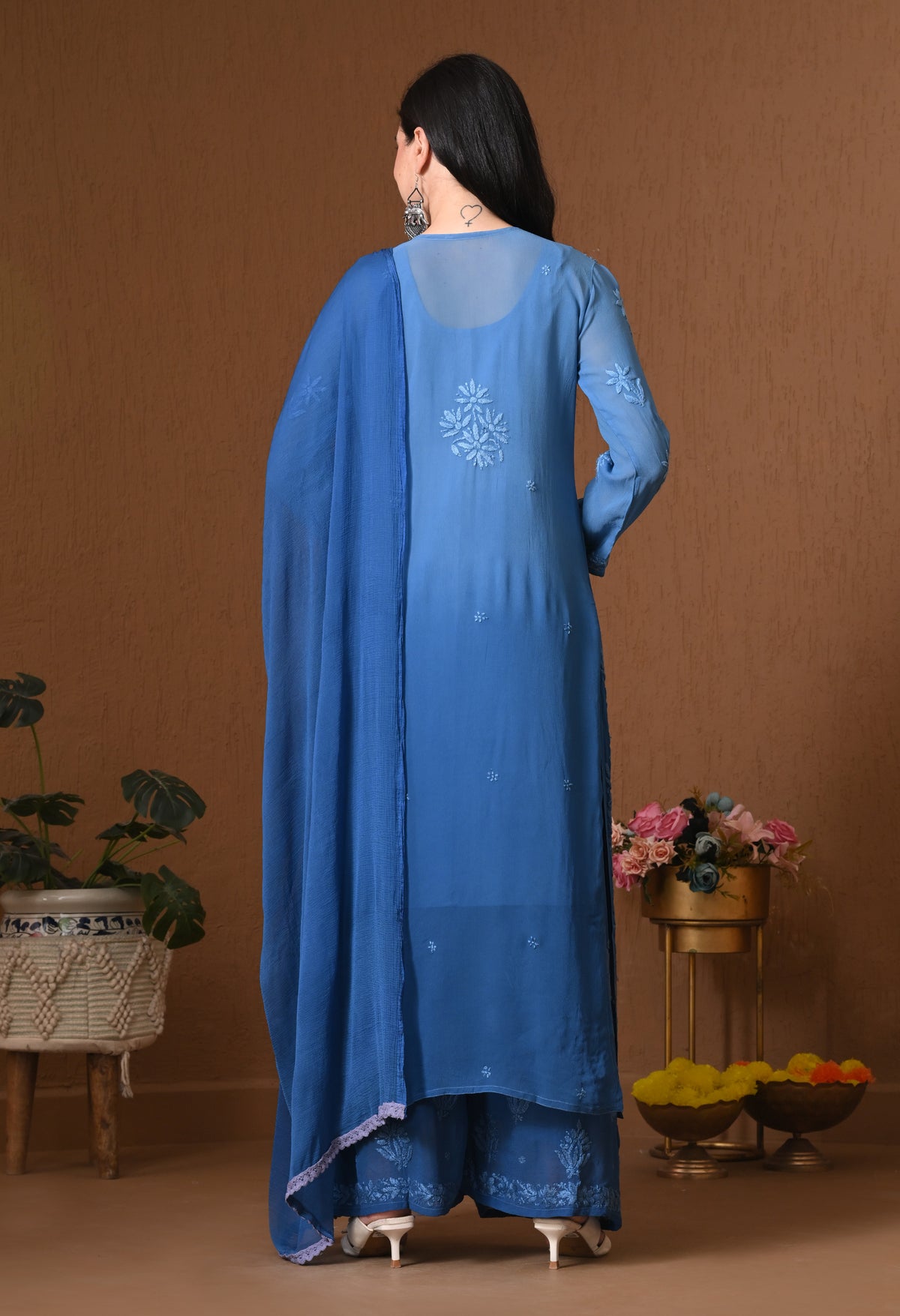 Farah Viscose kurti, palazzo, dupatta and inner set