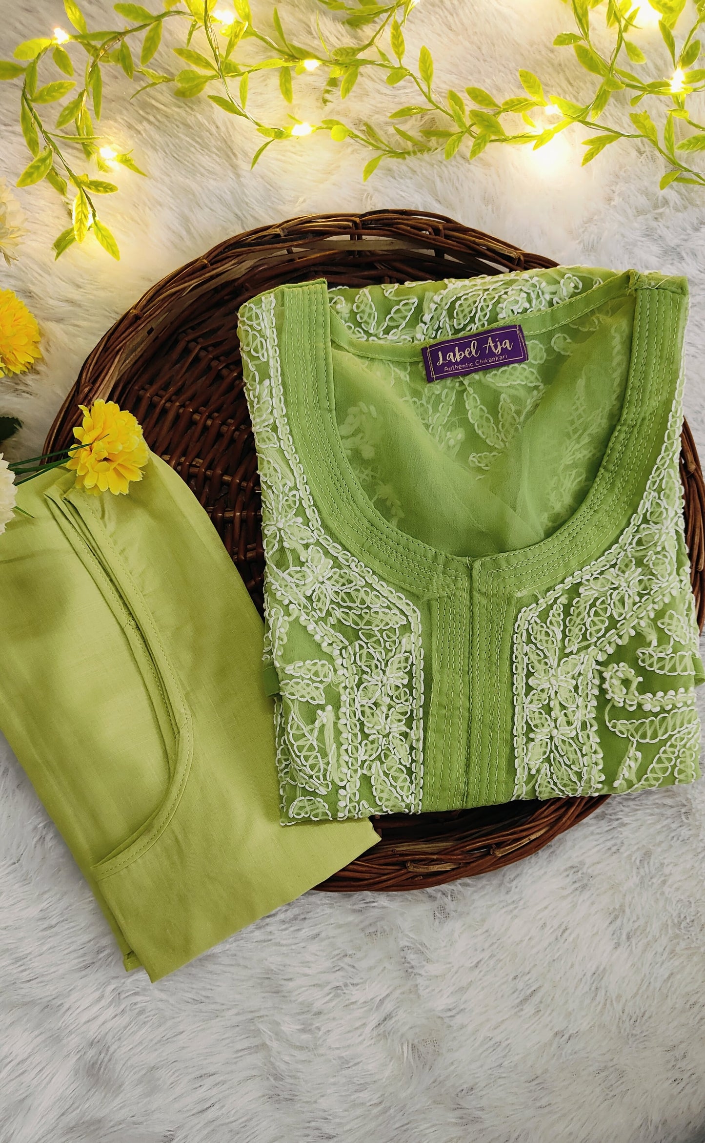 Riva Georgette Chikankari short kurti with slip