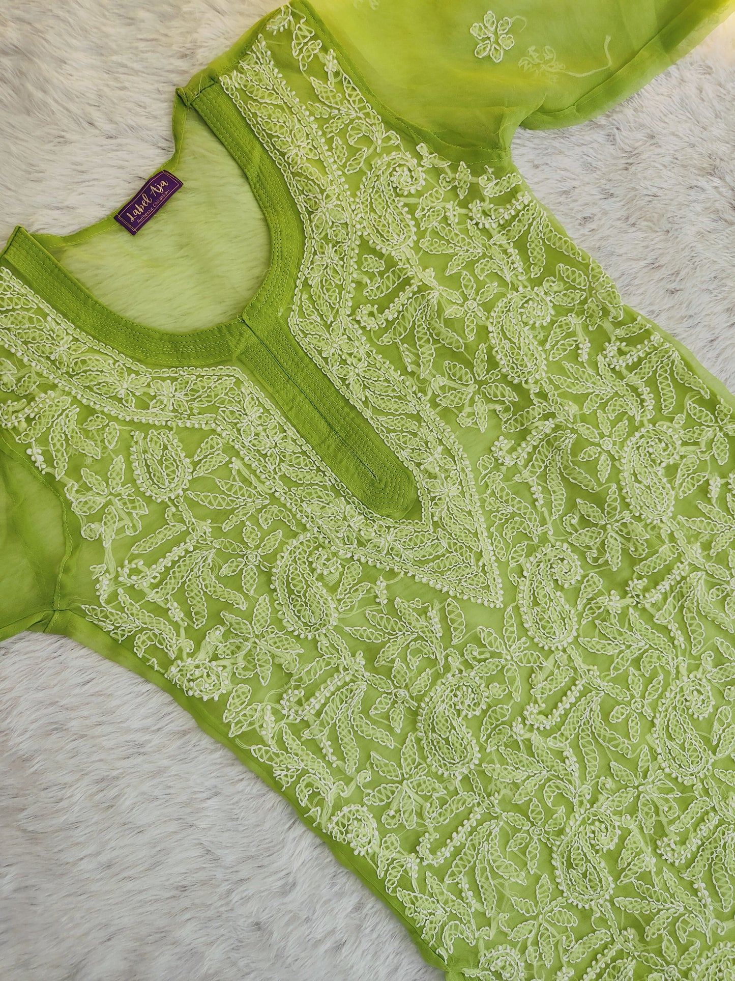 Riva Georgette Chikankari short kurti with slip