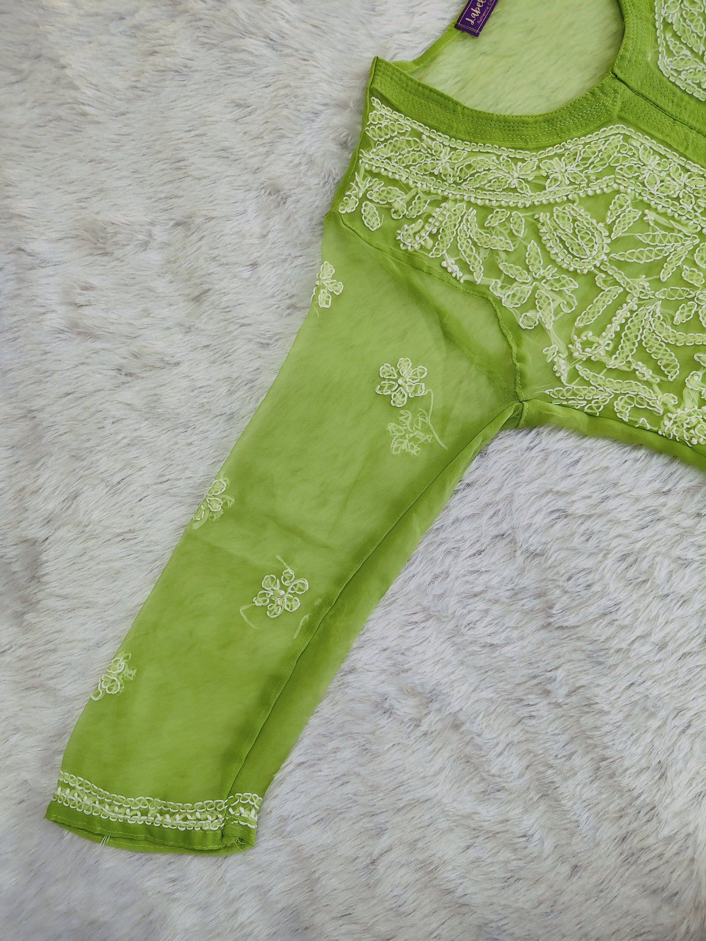 Riva Georgette Chikankari short kurti with slip