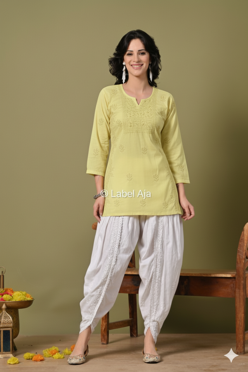 Inaya mul cotton chikankari short top