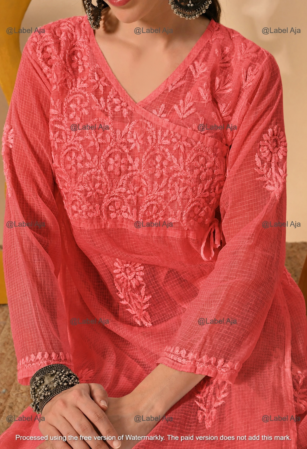 Elsa Kota cotton long Angarkha with A-Line slip