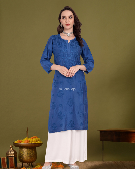 Anika Chanderi silk Chikankari kurti