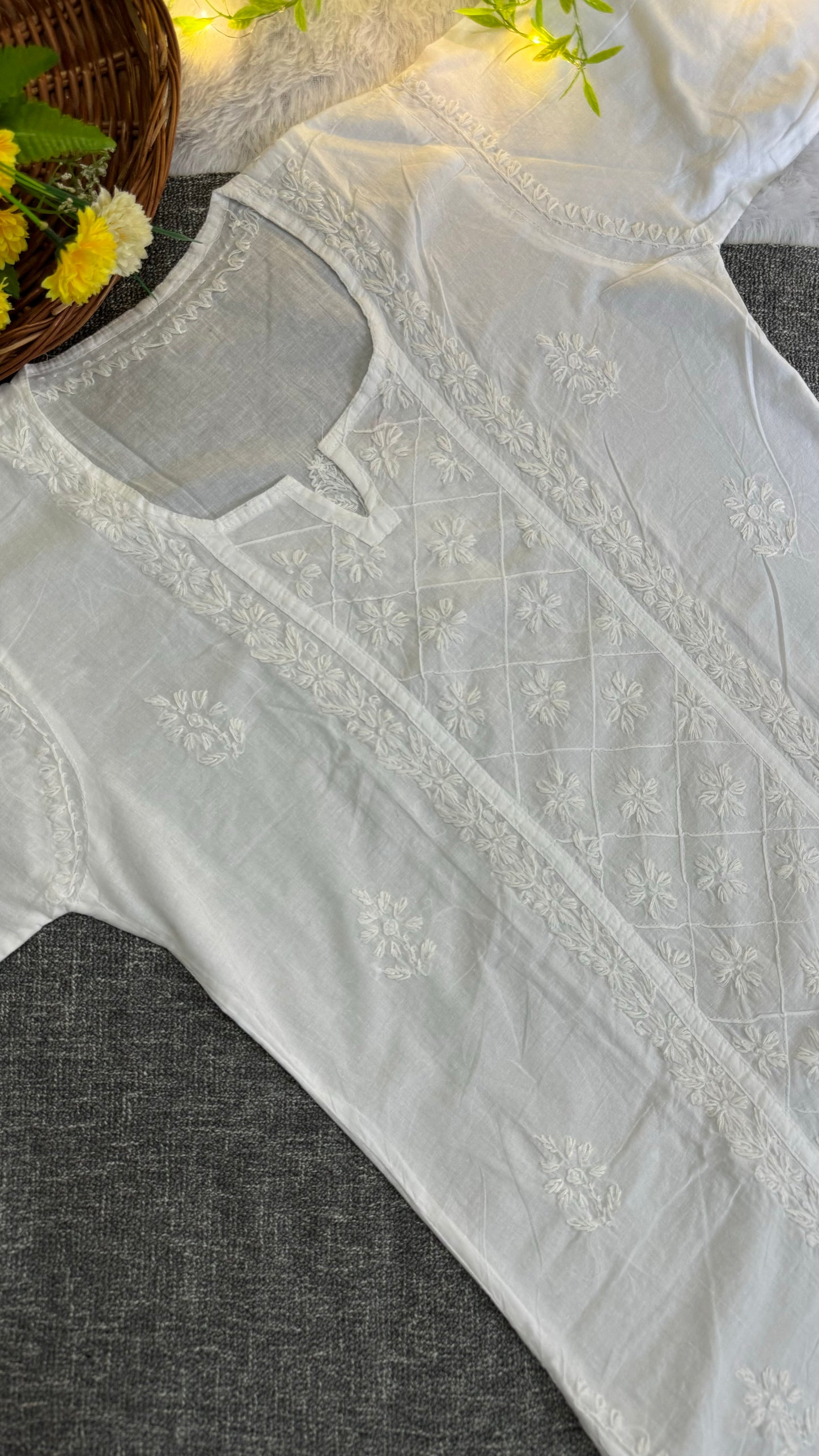 Cotton Lucknowi Chikankari Kurta White