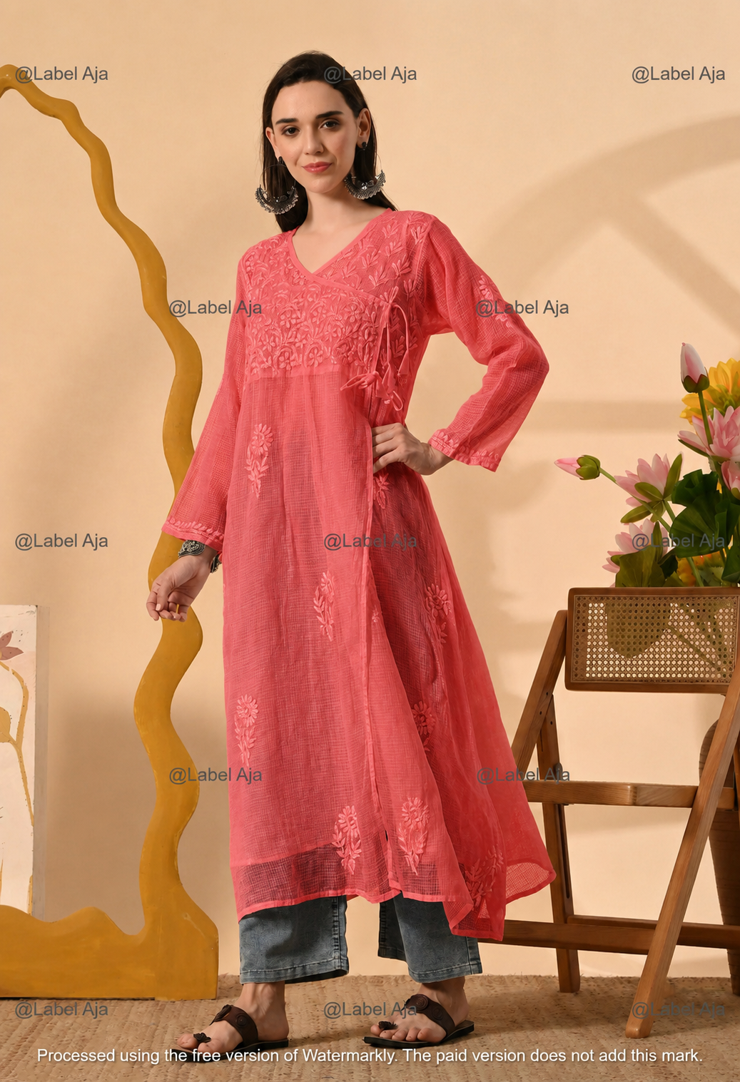 Elsa Kota cotton long Angarkha with A-Line slip