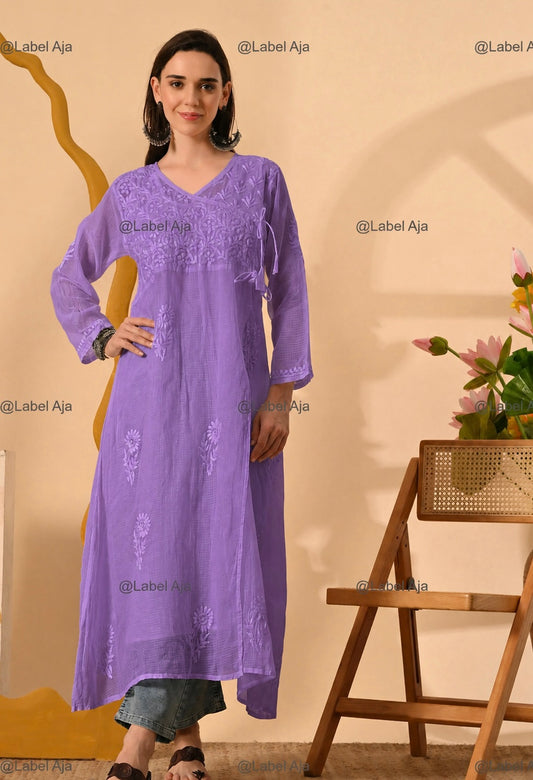 Elsa Kota cotton long Angarkha with A-Line slip