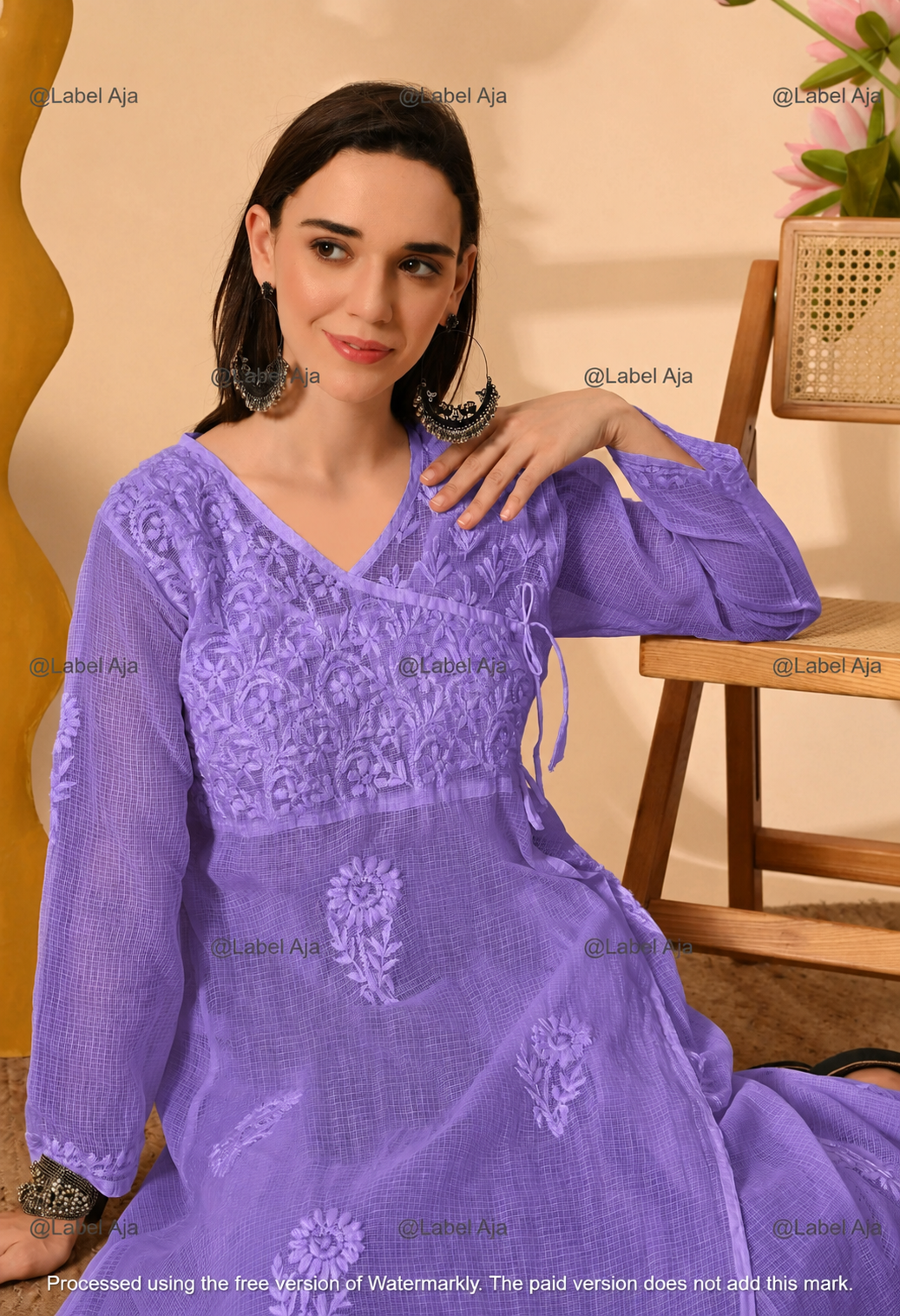 Elsa Kota cotton long Angarkha with A-Line slip