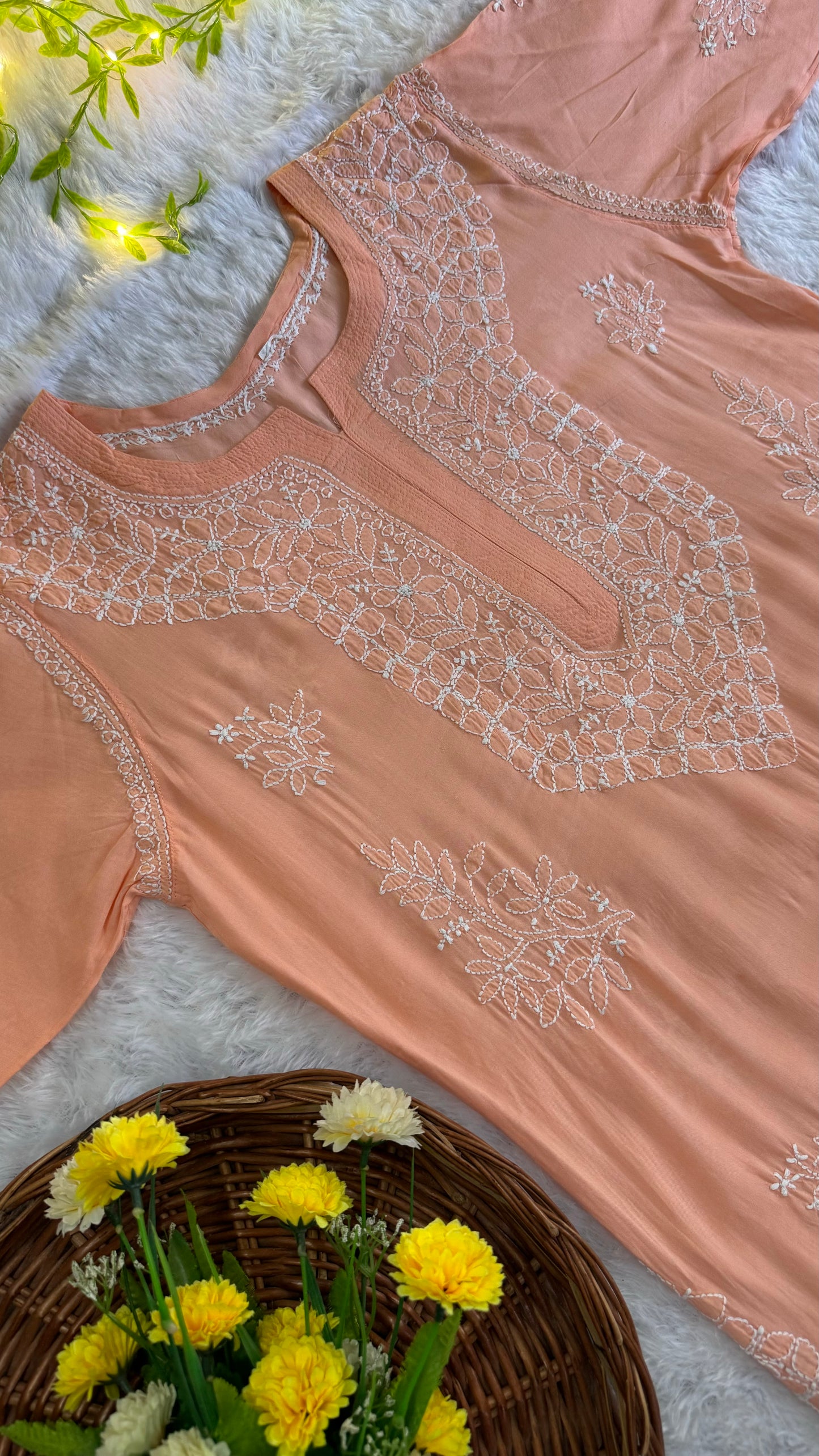 Premium Modal Long Chikankari Kurti