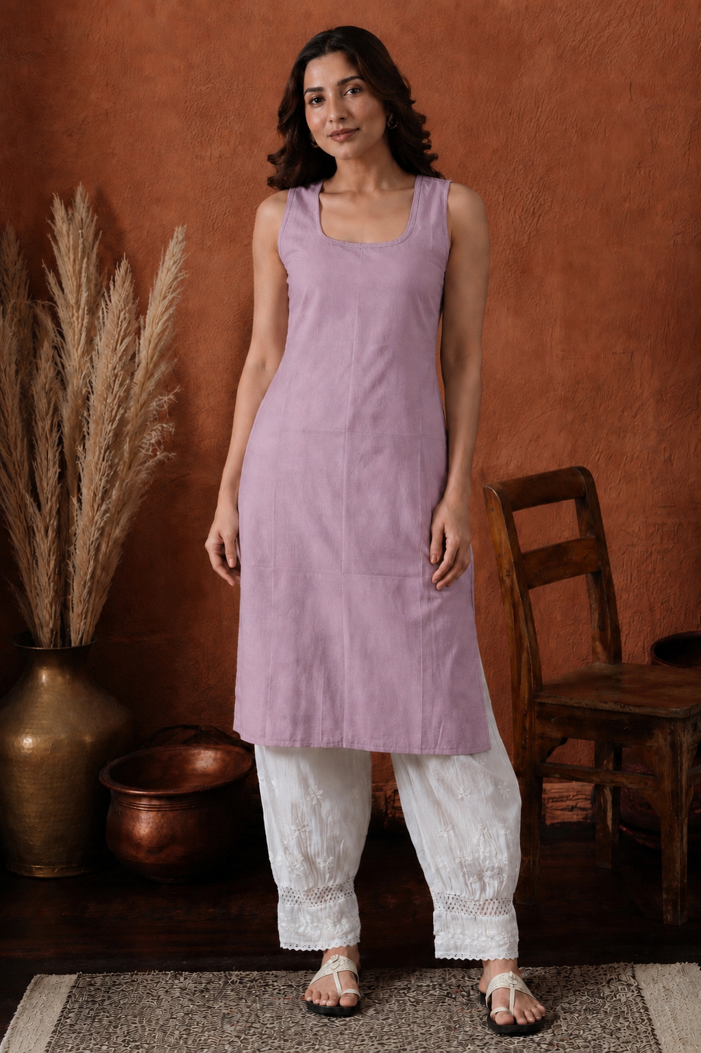 Aarna cotton chikankari kurti with matching inner