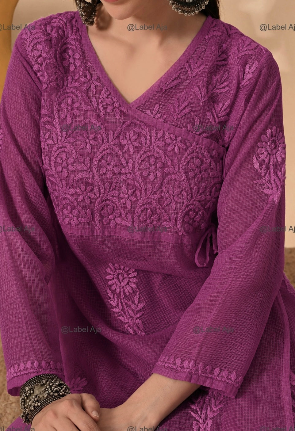 Elsa Kota cotton long Angarkha with A-Line slip
