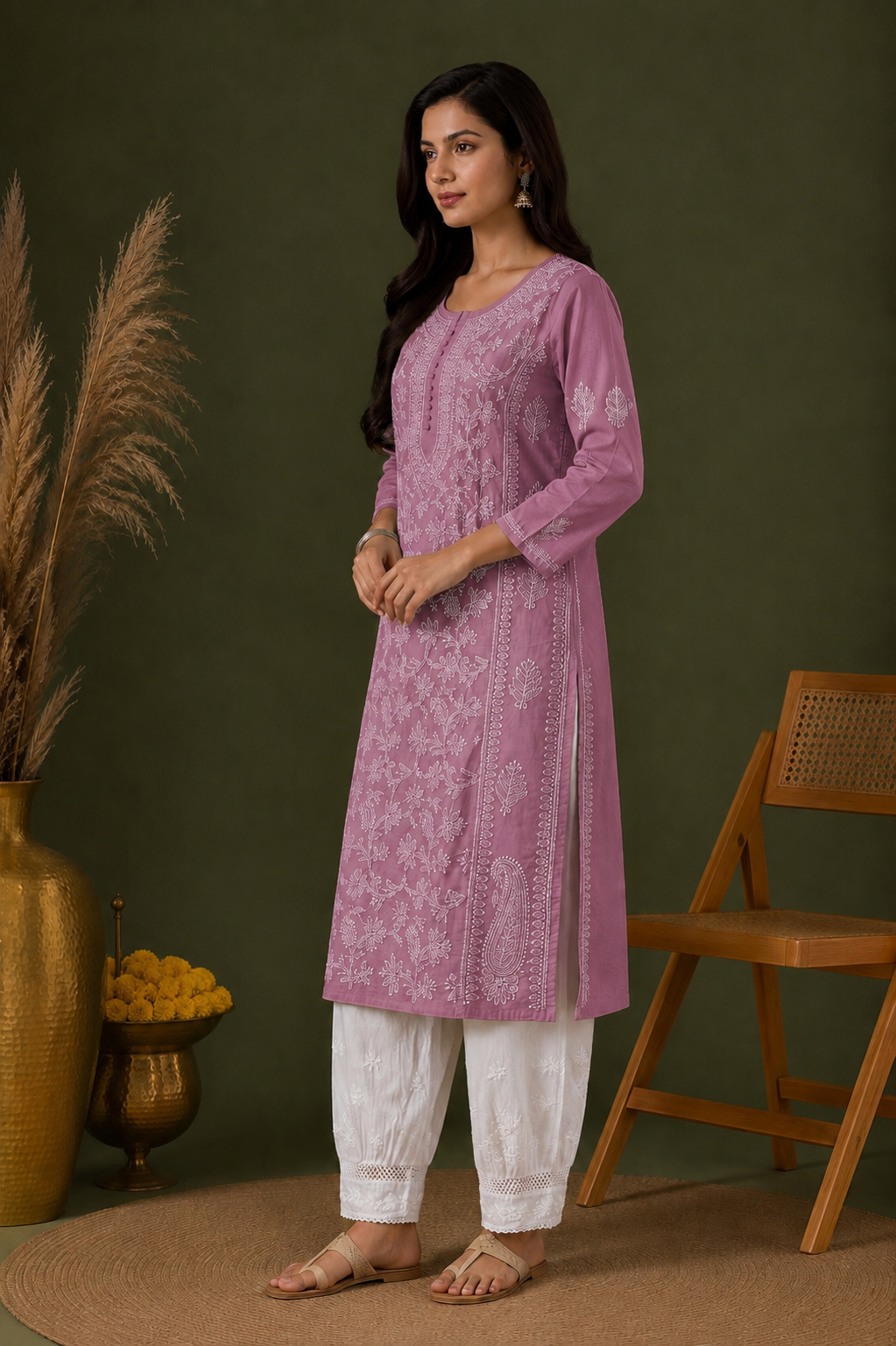 Aarna cotton chikankari kurti with matching inner