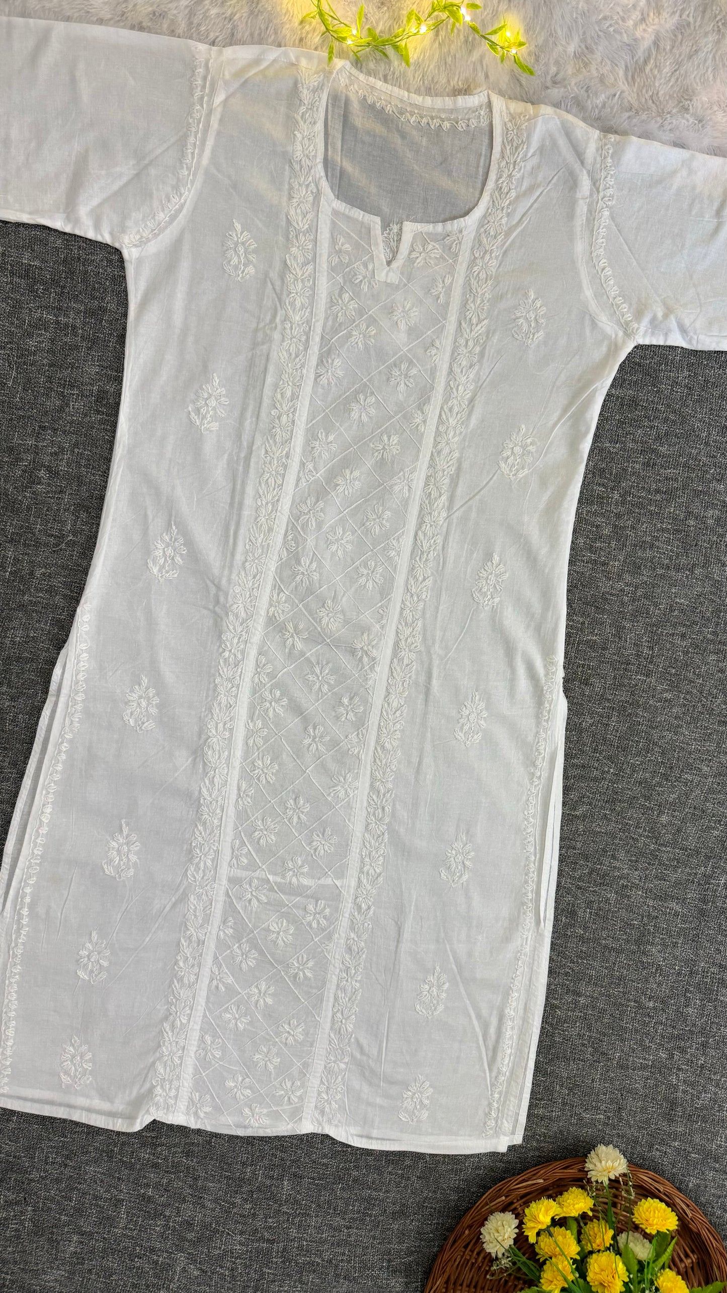 Cotton Lucknowi Chikankari Kurta White