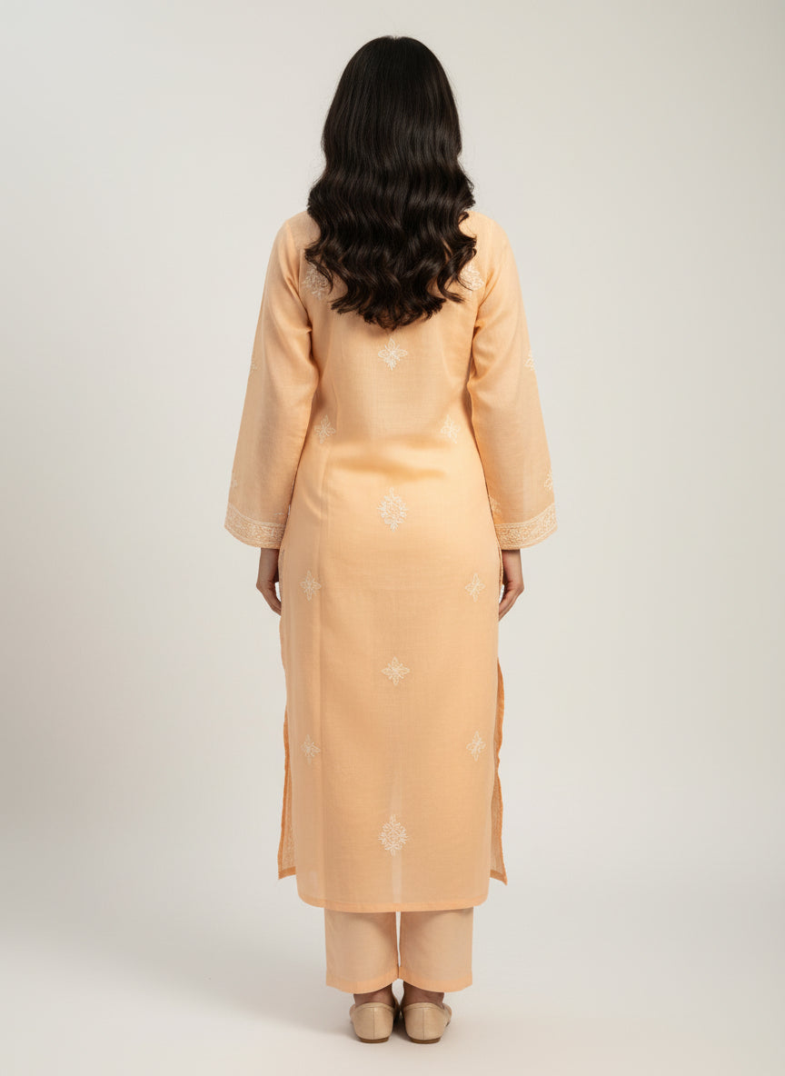 Cotton chikankari kurti with matching slip