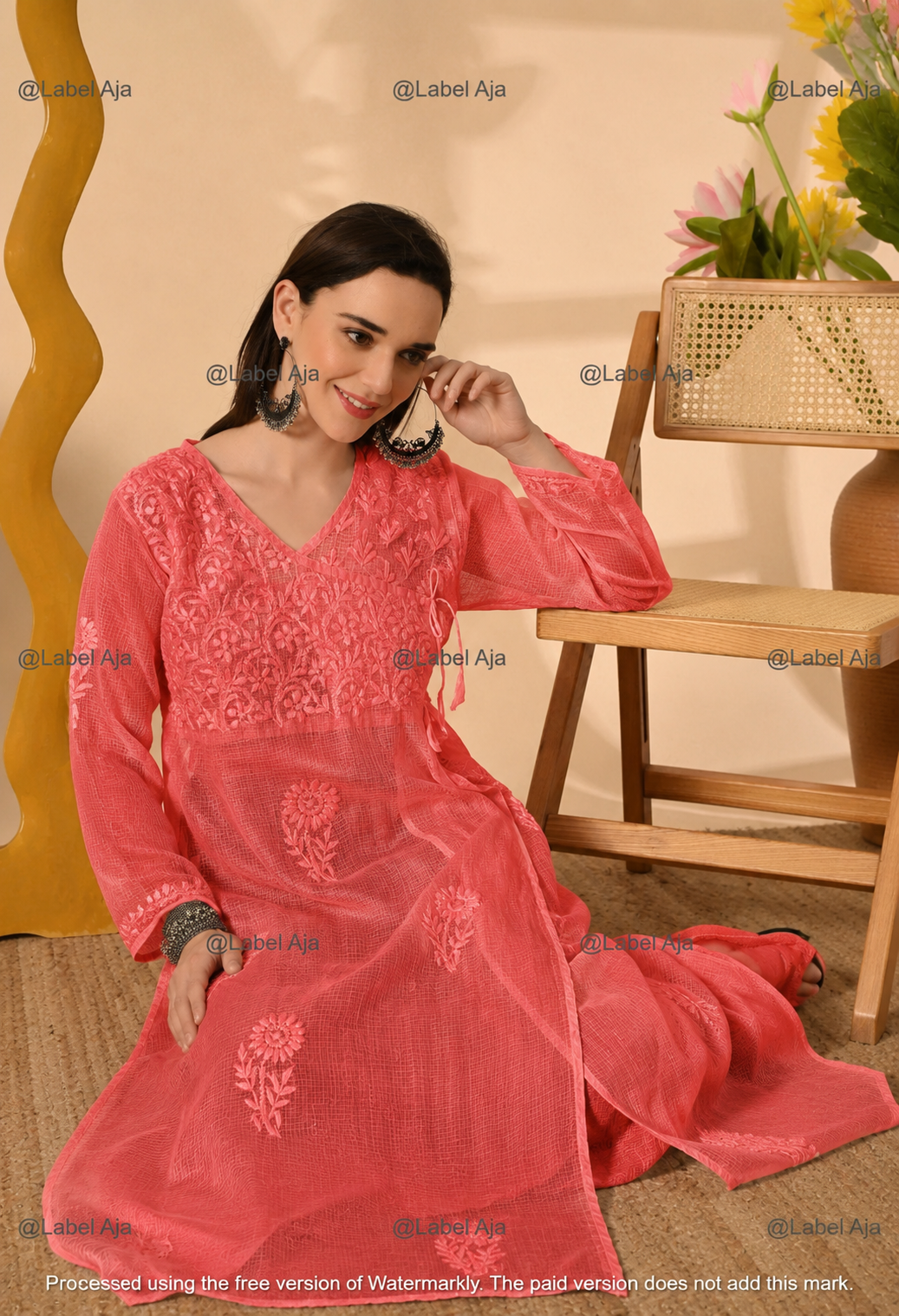 Elsa Kota cotton long Angarkha with A-Line slip