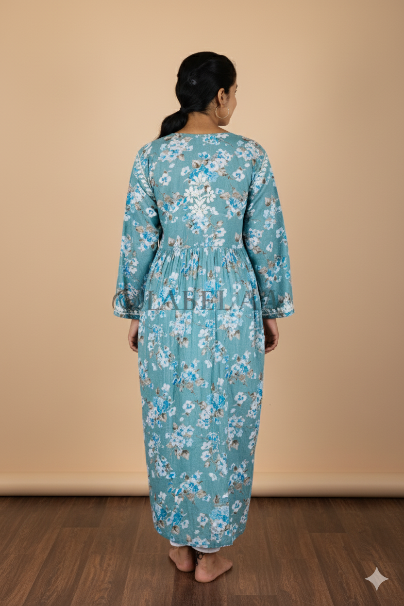 Alia mulmul chikankari anarkali kurti