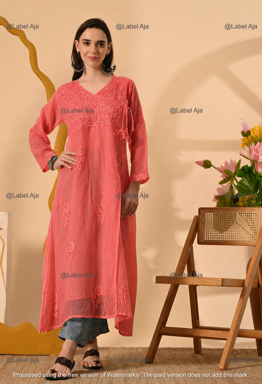 Elsa Kota cotton long Angarkha with A-Line slip