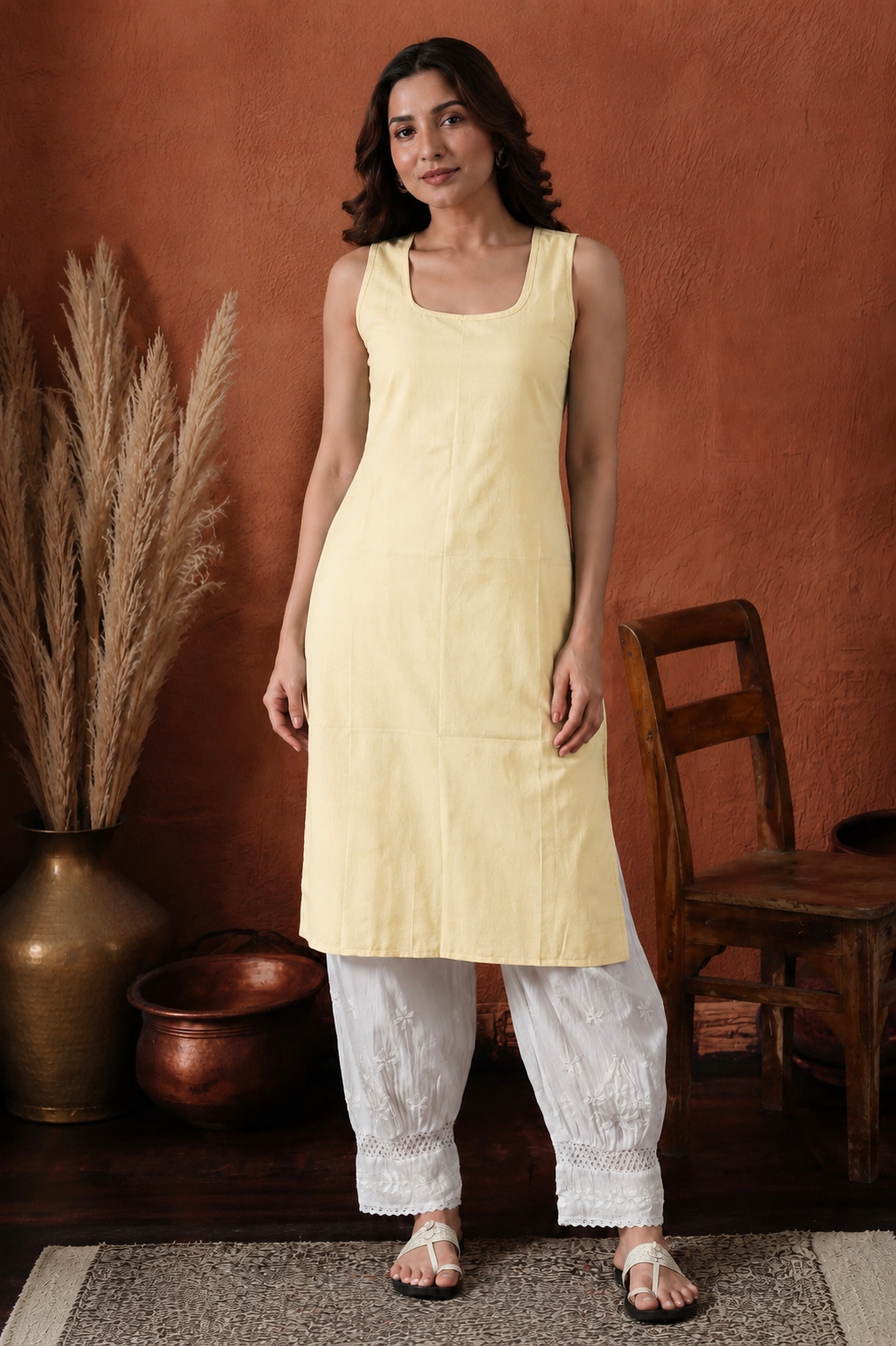 Aarna cotton chikankari kurti with matching inner