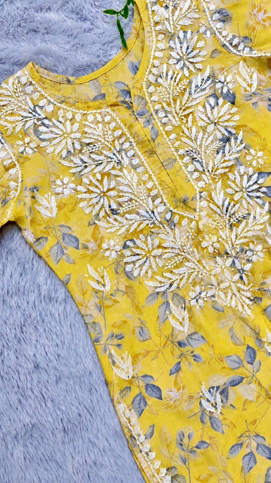 Gulmohar Mulmul long chikankari kurti