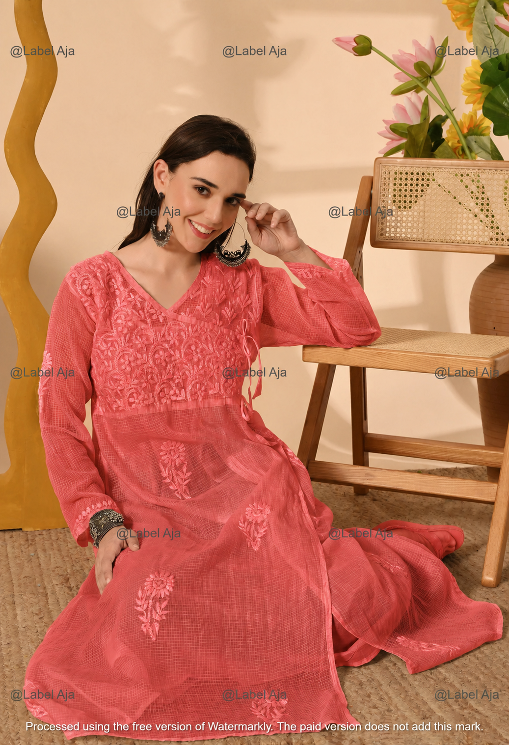 Elsa Kota cotton long Angarkha with A-Line slip