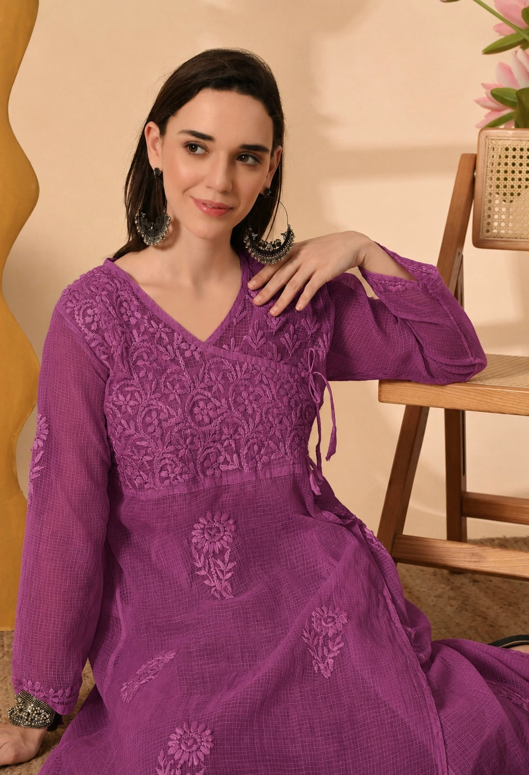 Elsa Kota cotton long Angarkha with A-Line slip