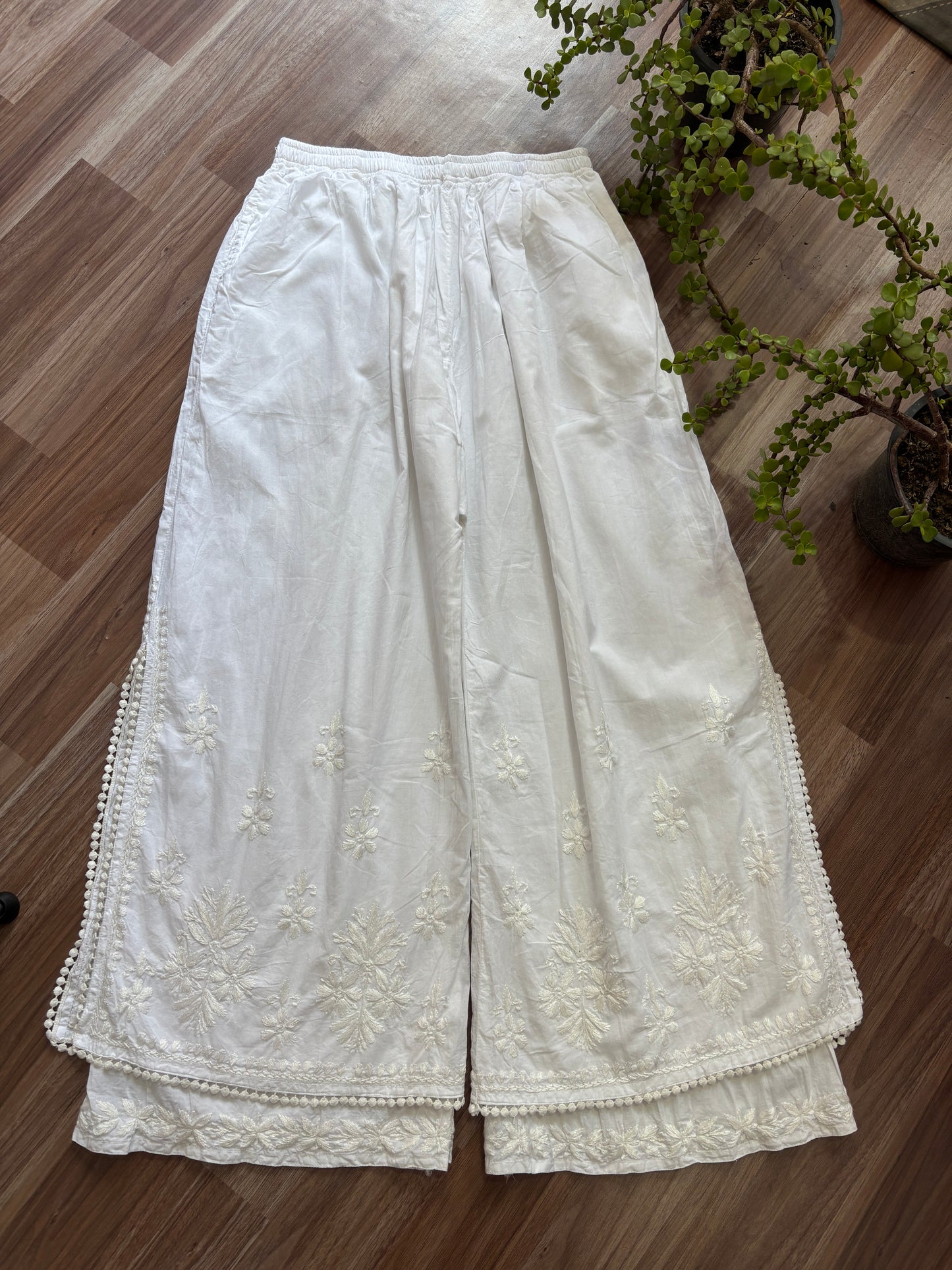 Premium double layer cotton Chikankari Palazzo