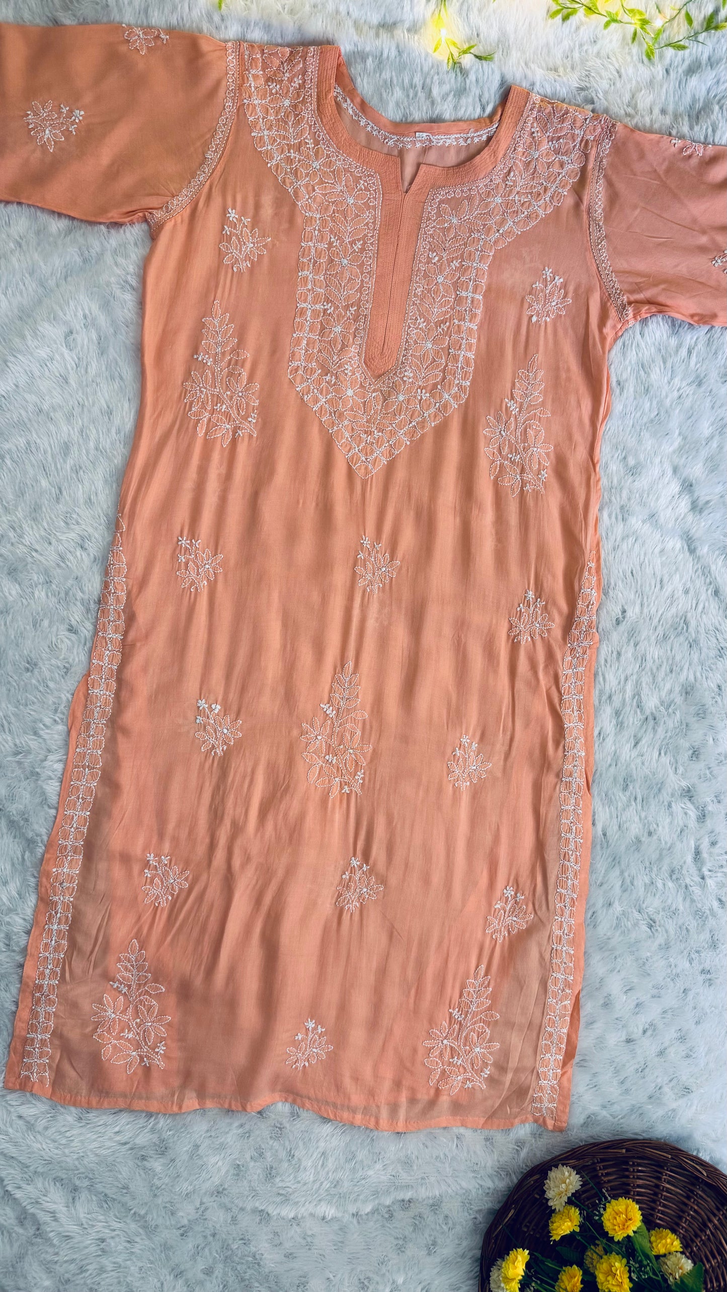 Premium Modal Long Chikankari Kurti