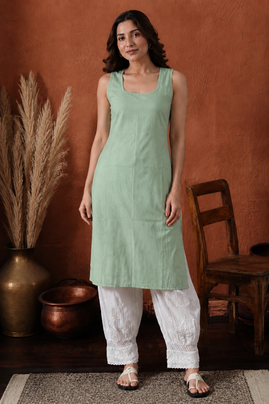 Aarna cotton chikankari kurti with matching inner