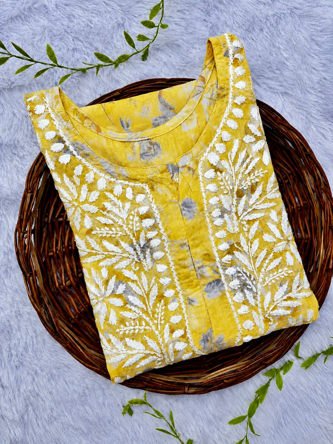 Gulmohar Mulmul long chikankari kurti