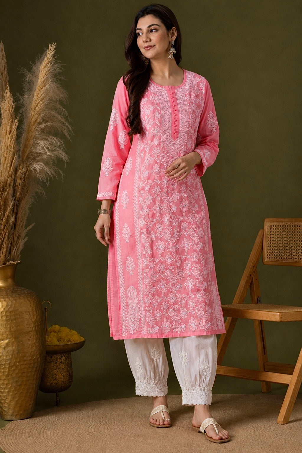 Aarna cotton chikankari kurti with matching inner