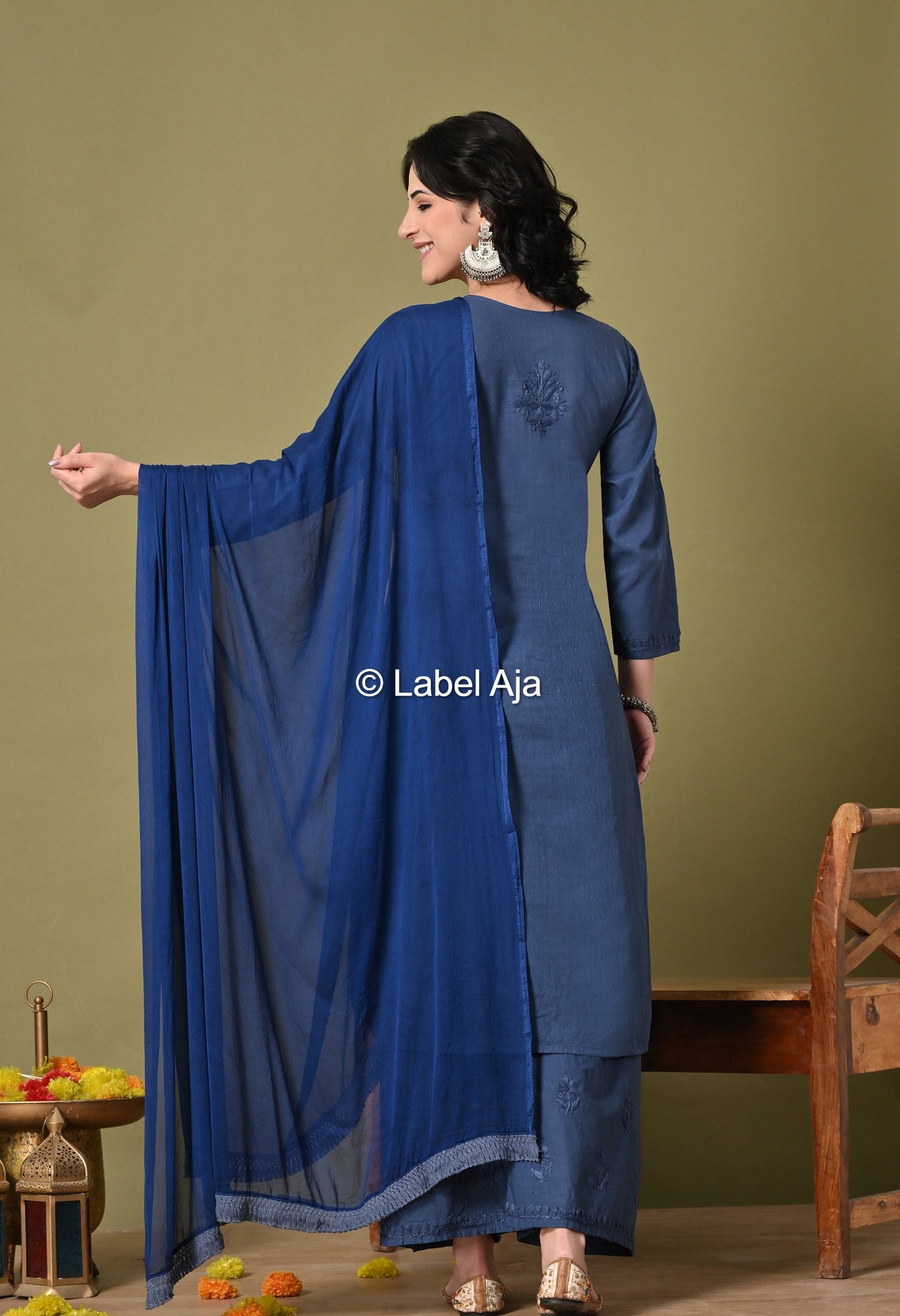 Maya Dobby cotton Kurti, Palazzo and dupatta set