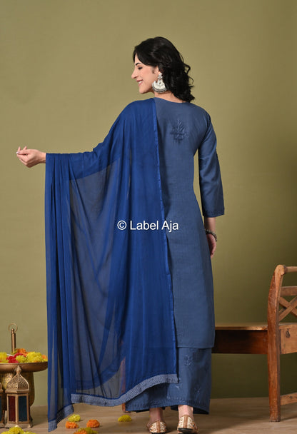 Maya Dobby cotton Kurti, Palazzo and dupatta set