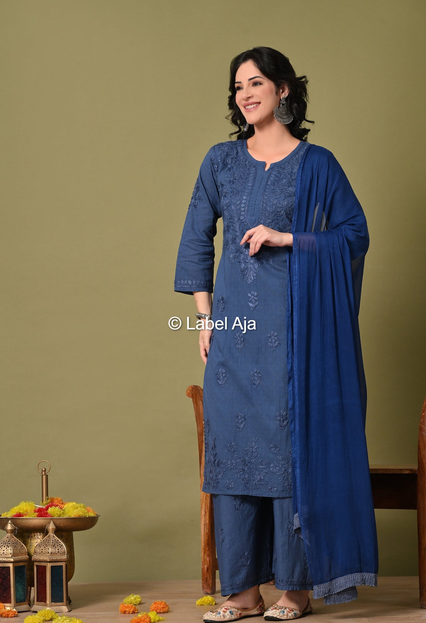 Maya Dobby cotton Kurti, Palazzo and dupatta set