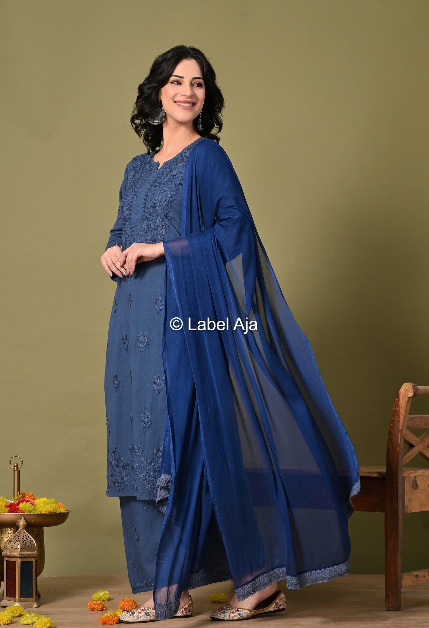 Maya Dobby cotton Kurti, Palazzo and dupatta set