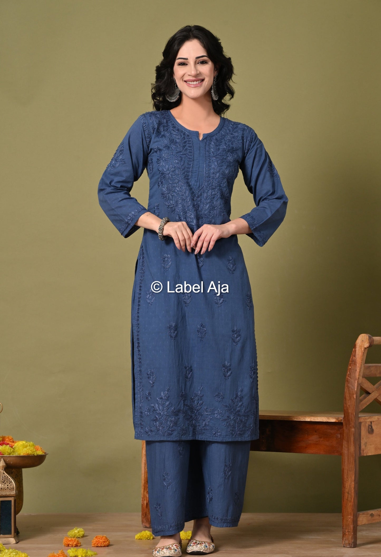Maya Dobby cotton Kurti, Palazzo and dupatta set