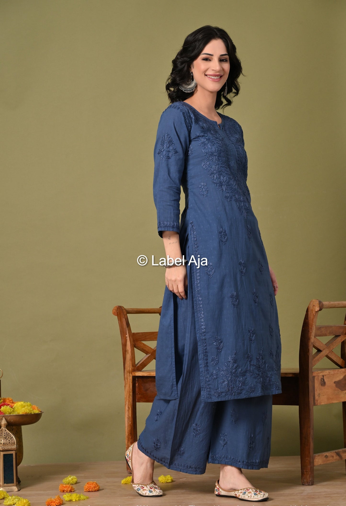 Maya Dobby cotton Kurti, Palazzo and dupatta set